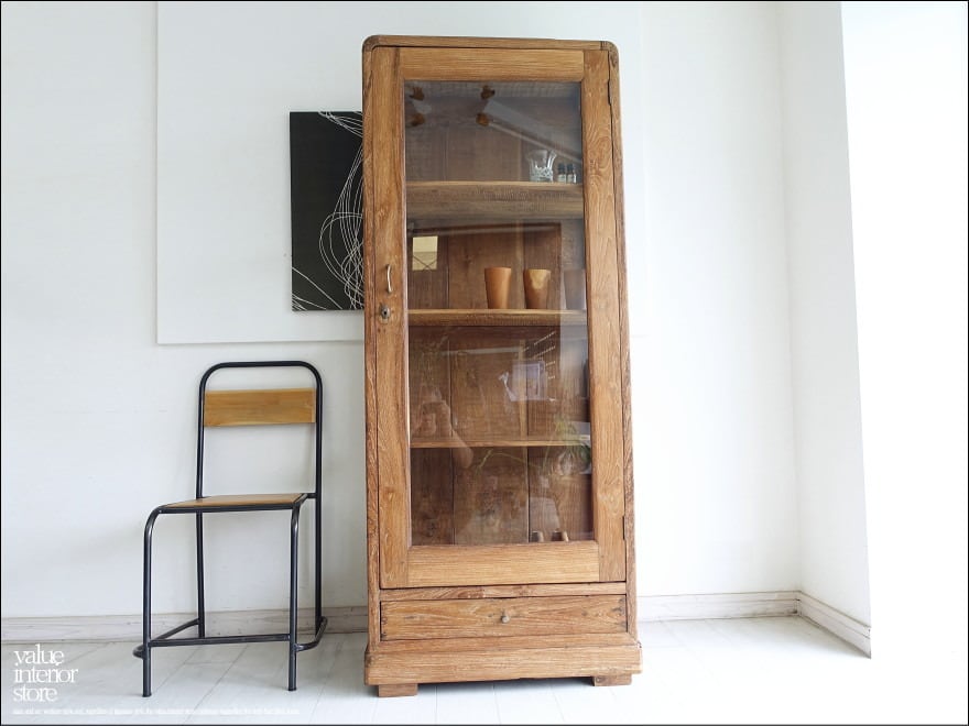 アンティーク戸棚 チーク無垢材 ヴィンテージキャビネットZX 食器棚