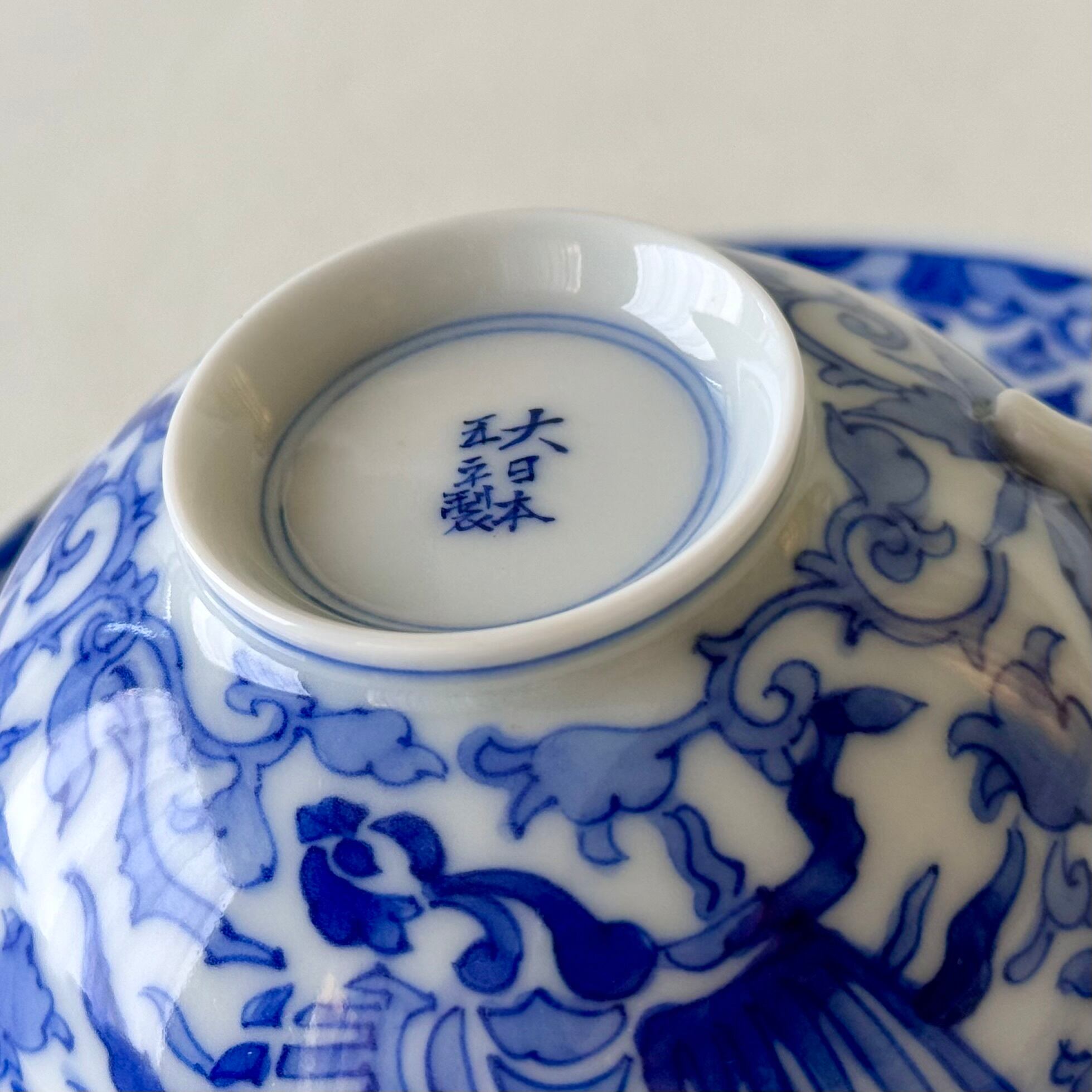 瀬戸・加藤五平□染付 鳳凰図 カップ＆ソーサー | Ryo Antiquecups