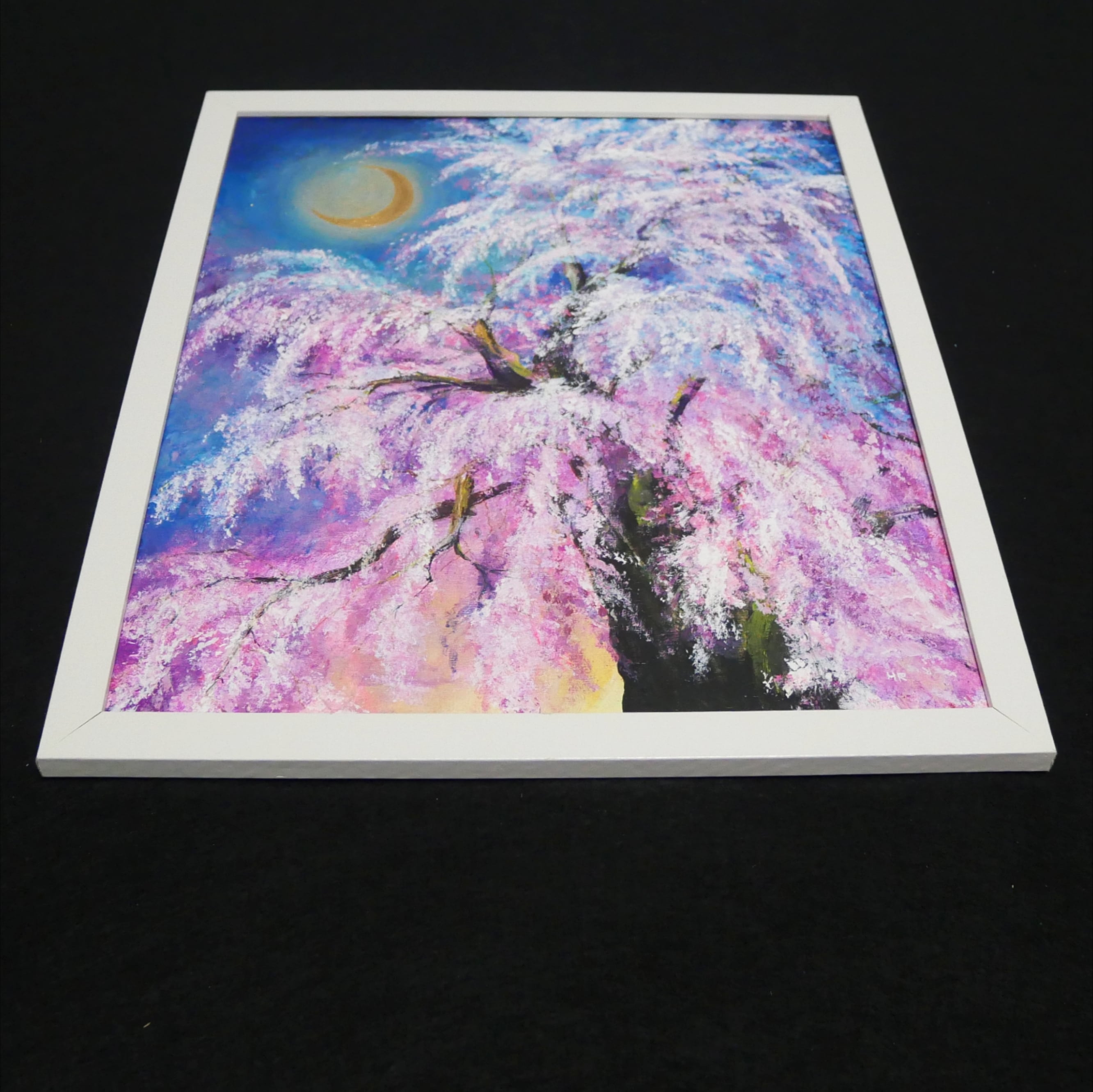 油絵 絵画 【夜桜の三日月】 | HIROSHI1990