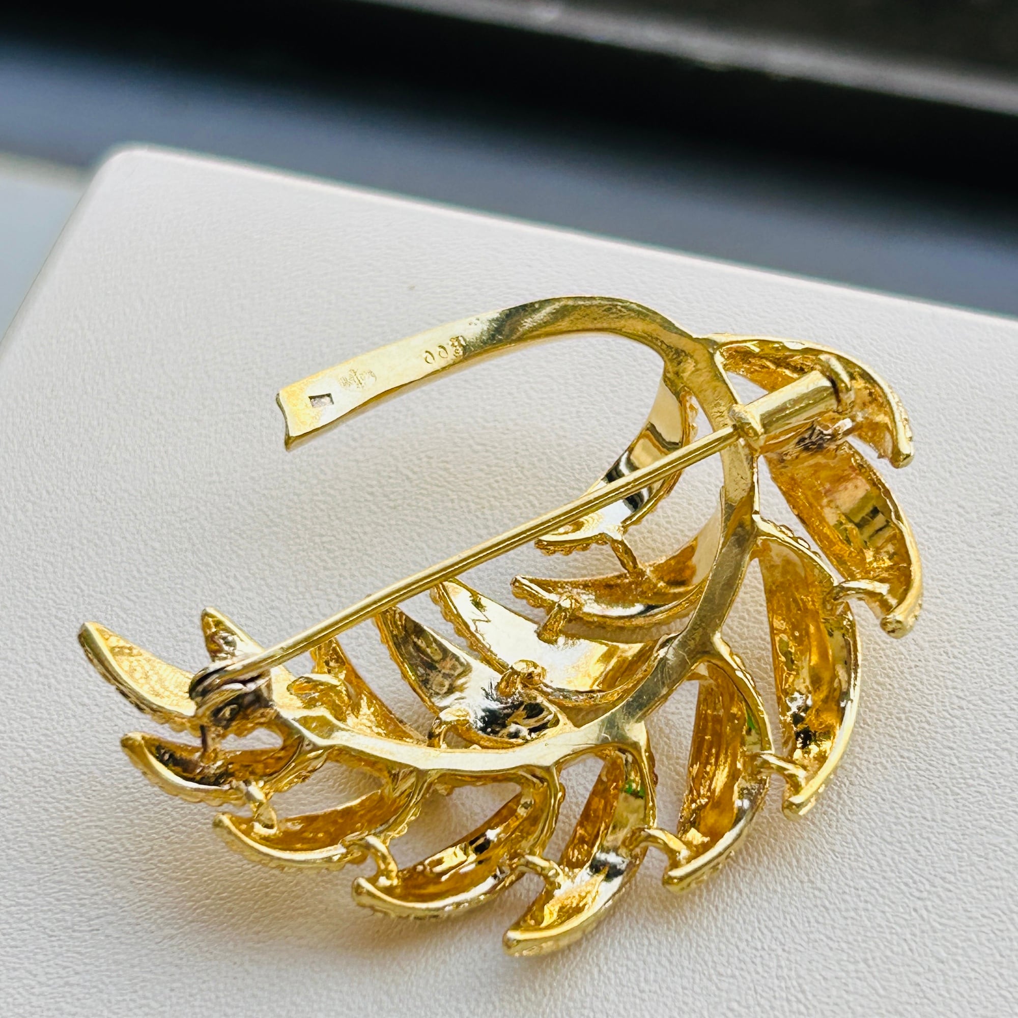 フランスシルバー800 ゴールドヴェルメイユLEAFブローチ | Milo