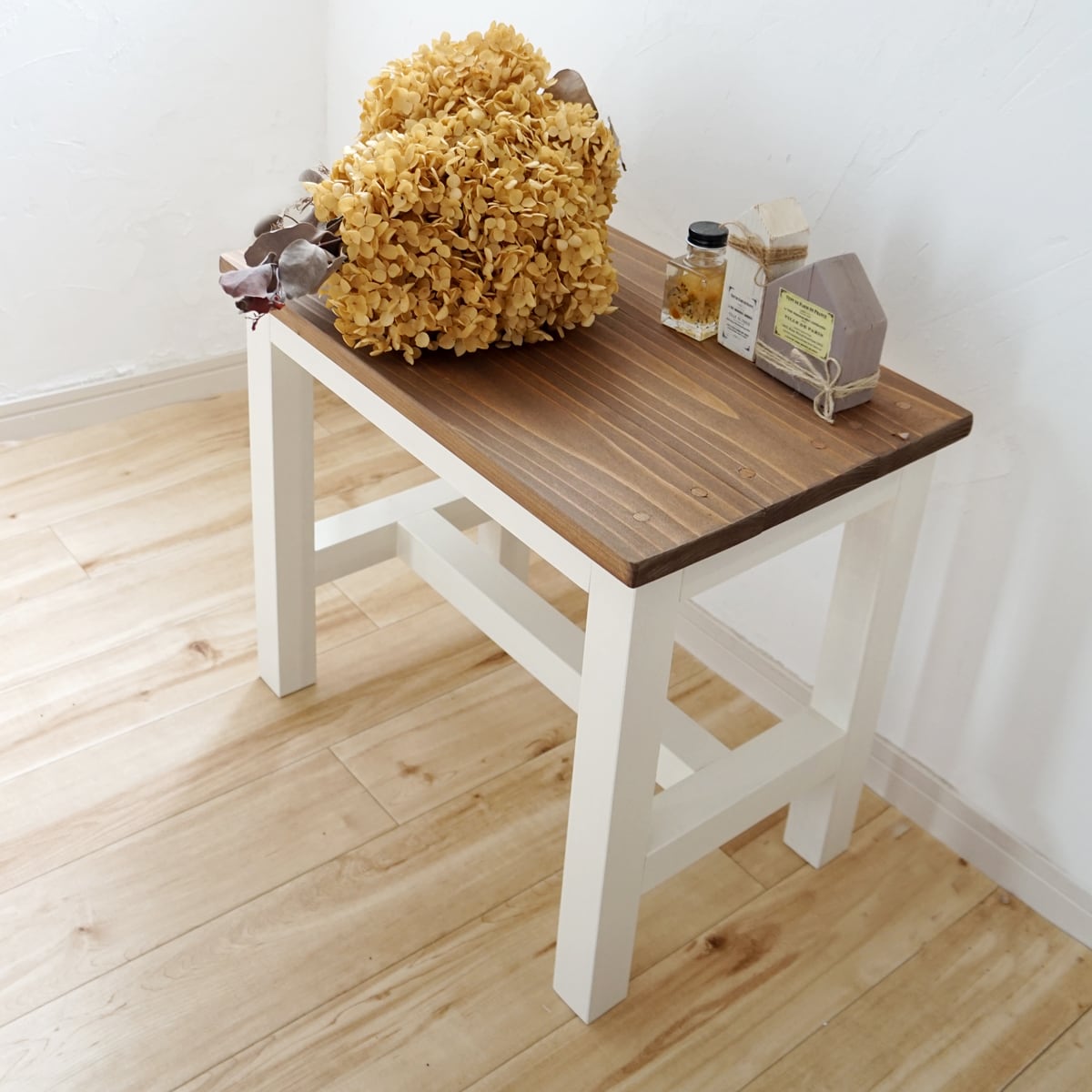 国産無垢材のベンチ [座面蜜蝋ワックス仕上げ] スツール bench