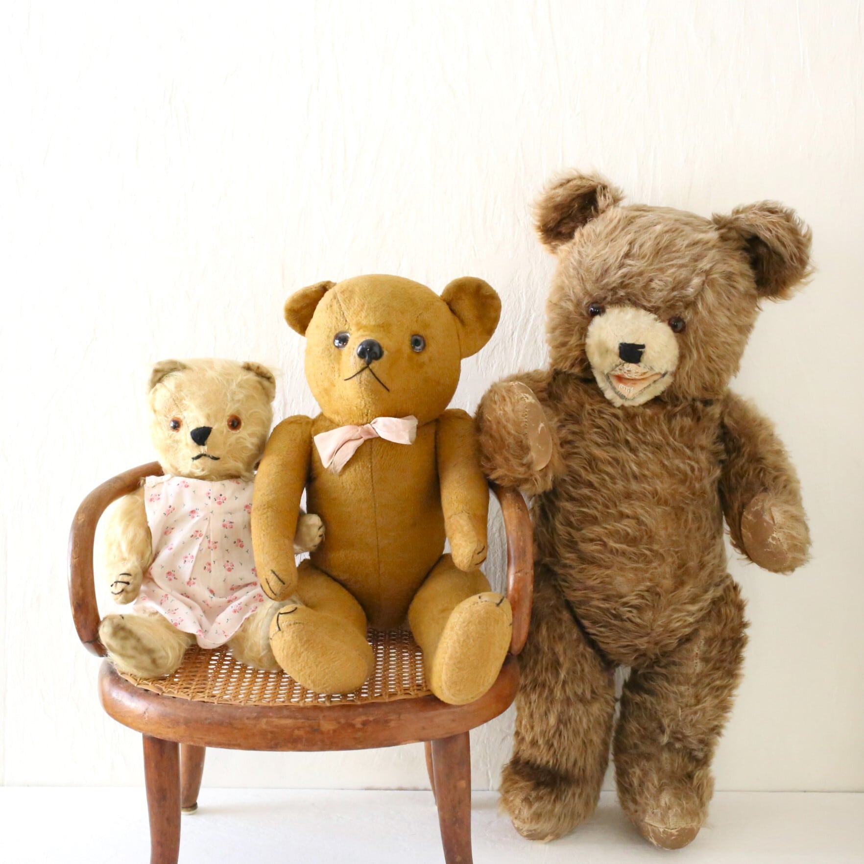 フランス アンティーク ヴィンテージ テディベア 毛足の短い丸顔のベア