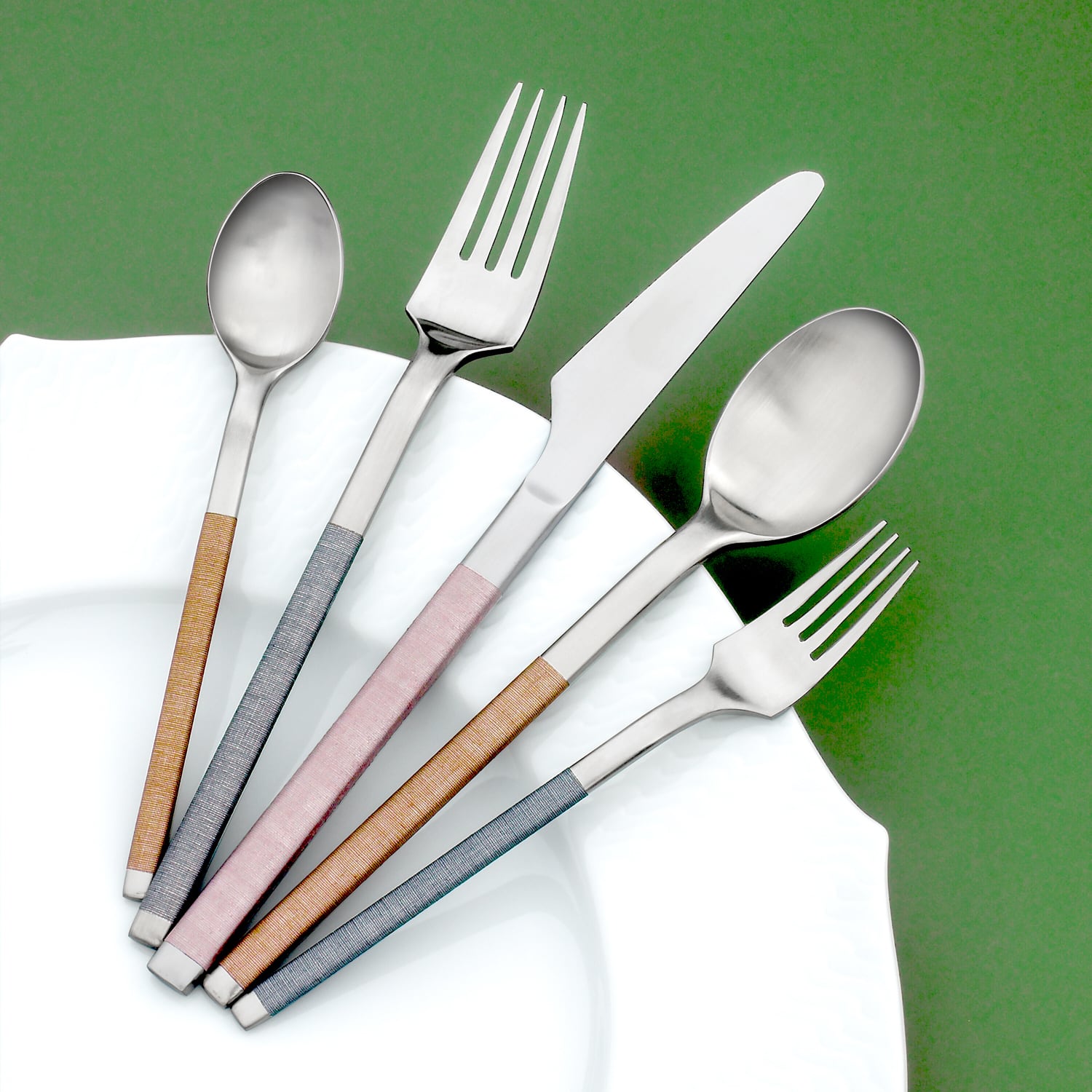 サクライ/布着せカトラリー/コージー色彩ディナーセット/デザート