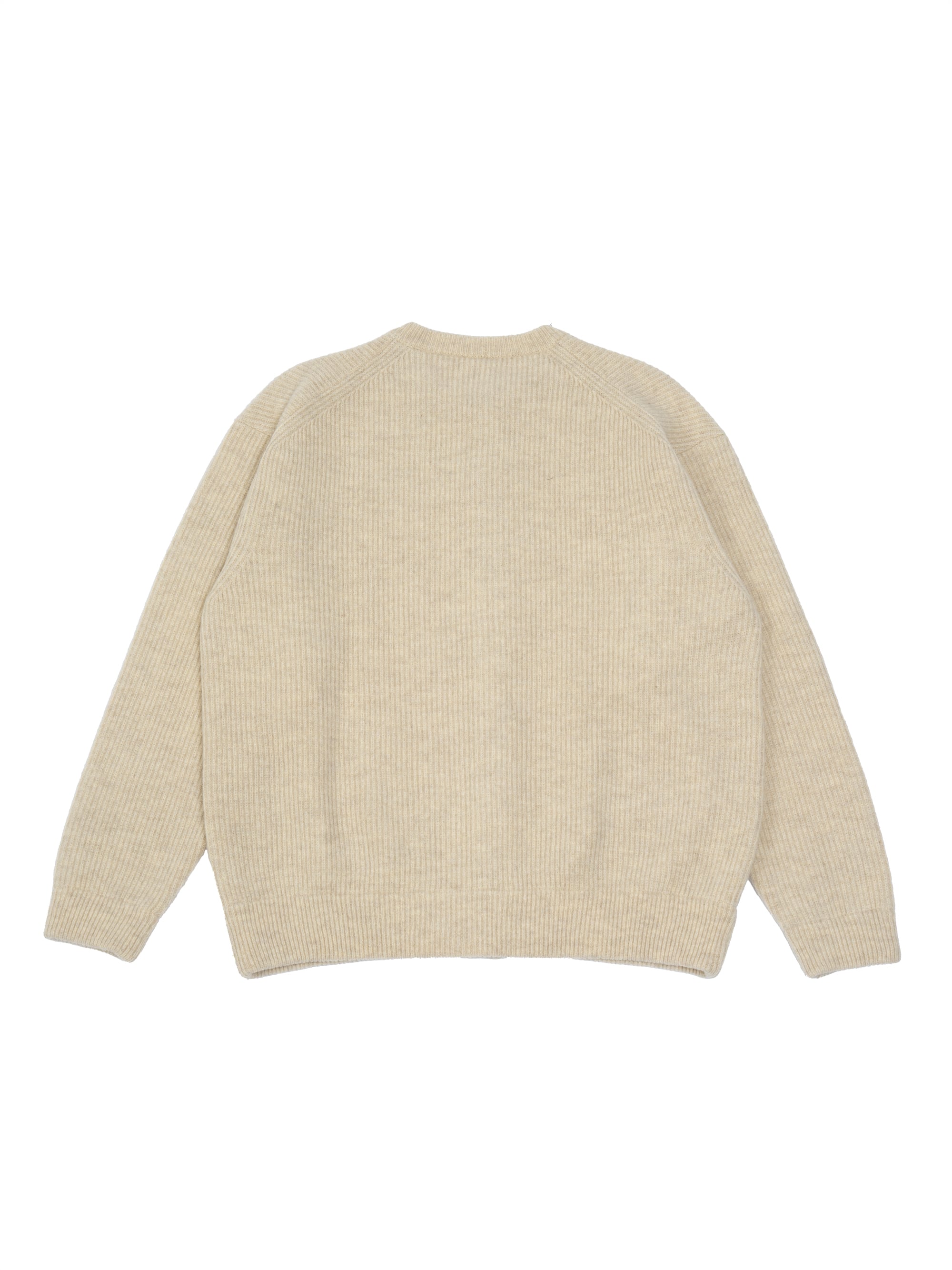 Super Comeback Lamb Wool Crew Neck Cardigan (beige) | OVY