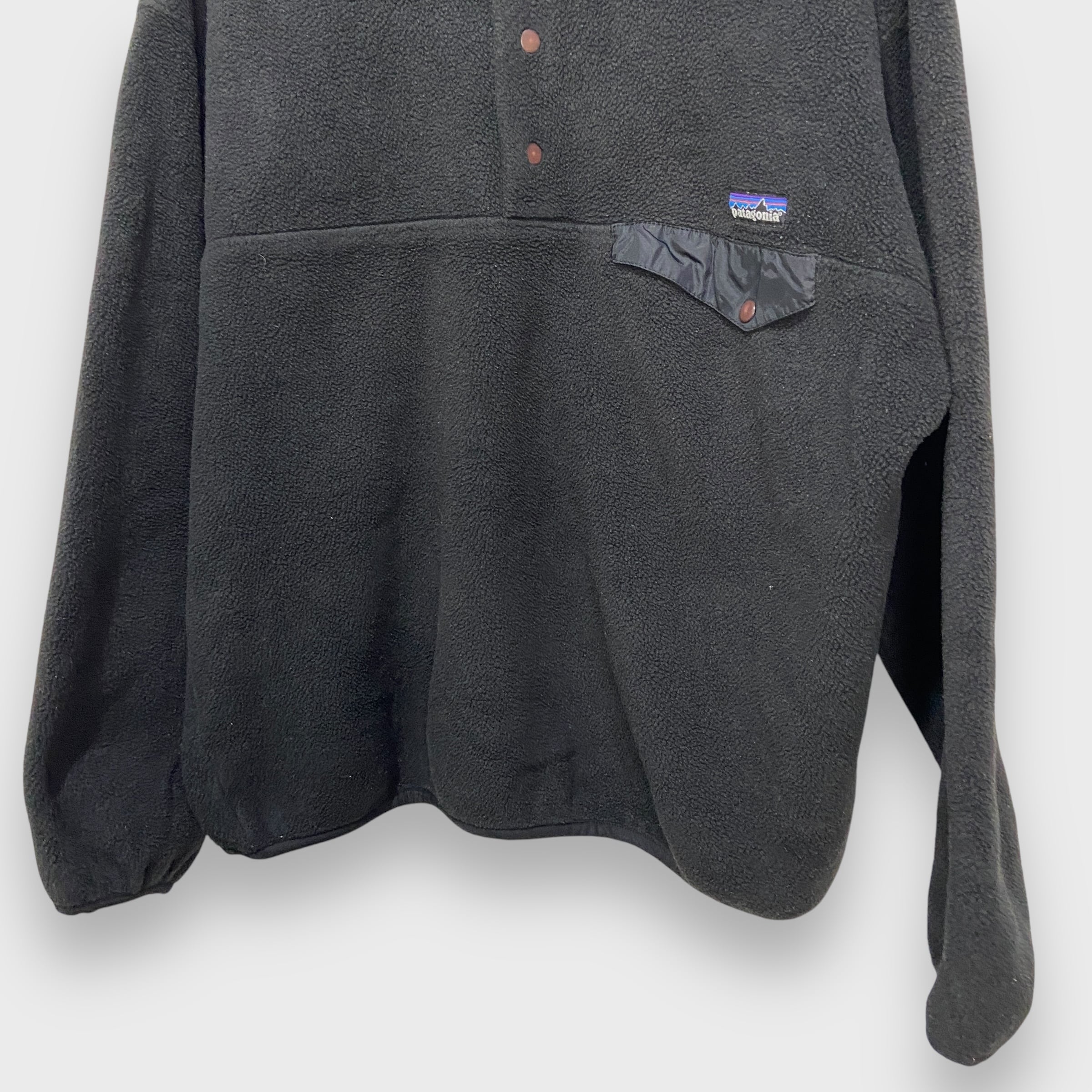 90s パタゴニア シンチラフリーススナップT 黒 オールブラック | 古着