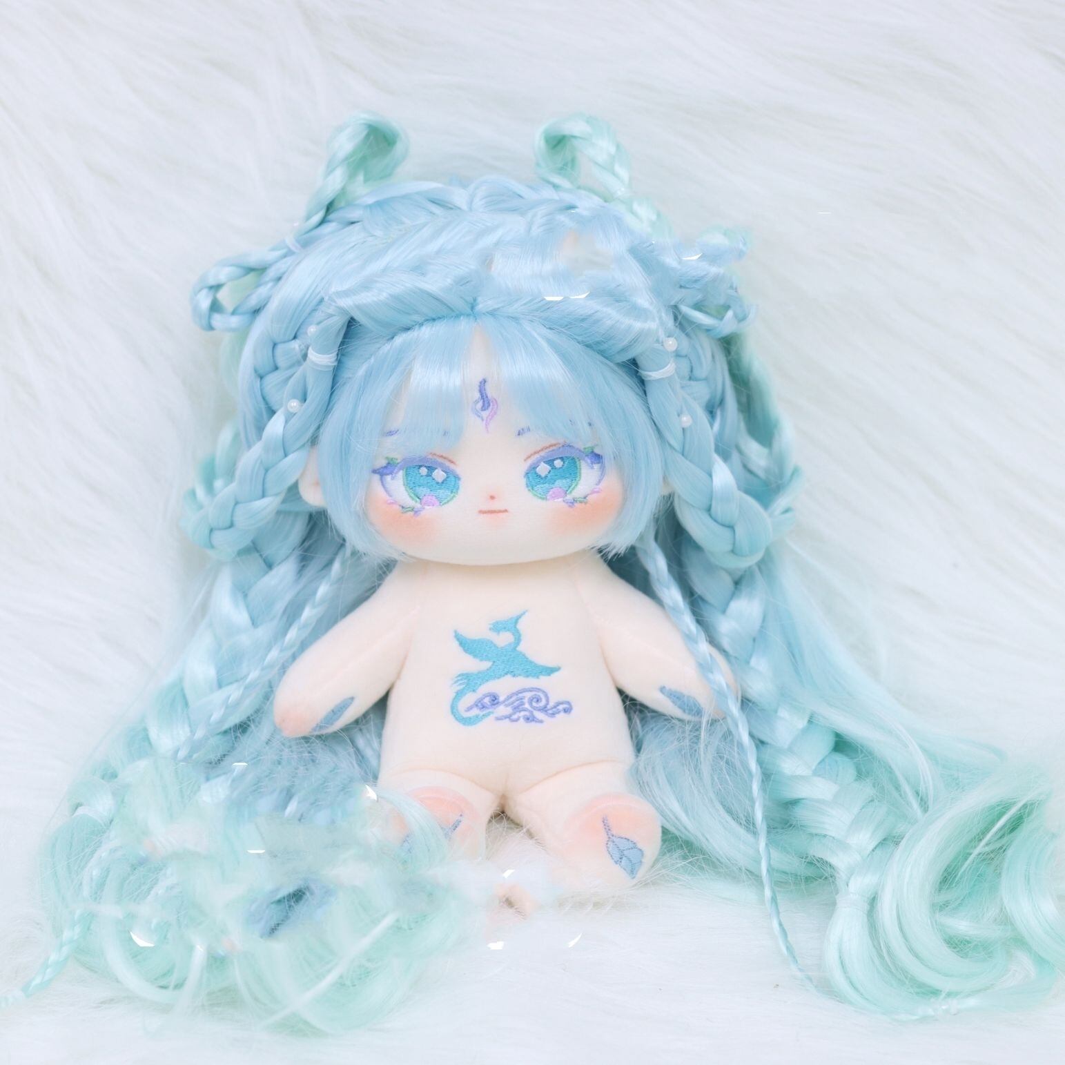 ロングヘア女の子 20cm 着せ替えぬいぐるみ 無属性 青い髪青い目精衛