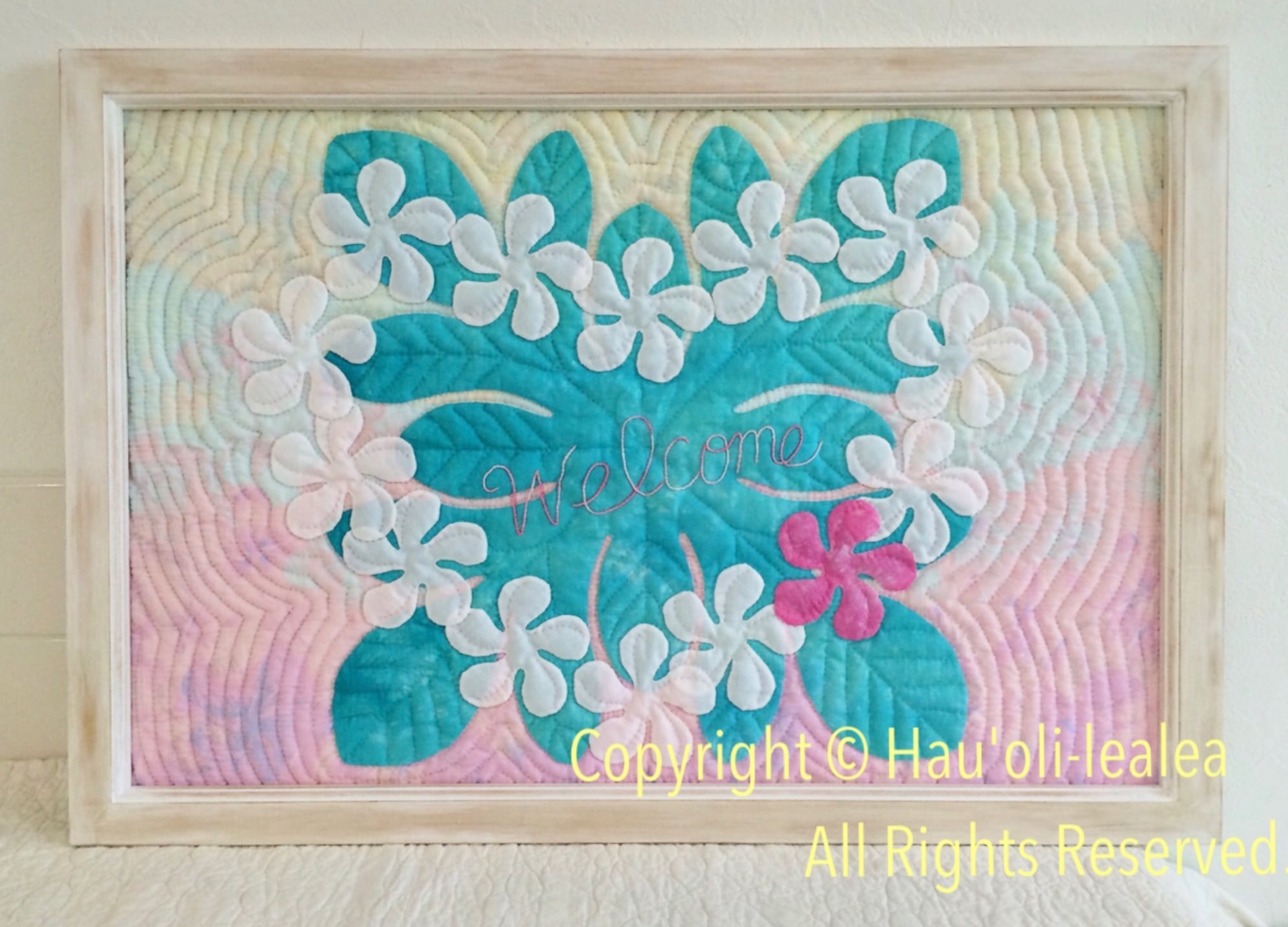 レイ・プルメリアのウエルカムタペストリー ＊ 60cm×40cm | ハワイアン