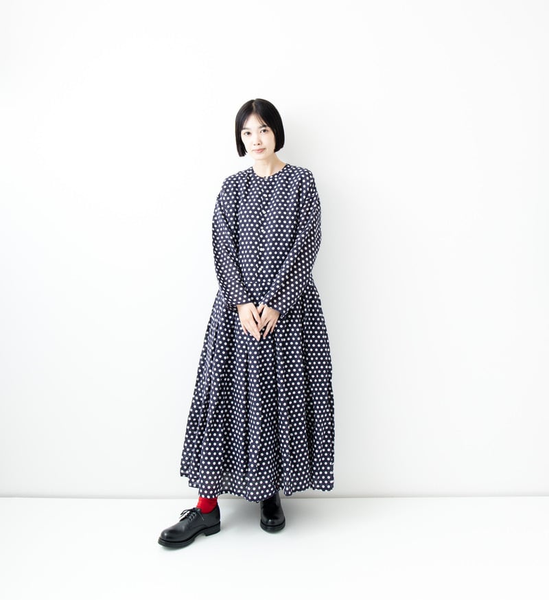ヴェリテクール シャツワンピース LTD-001 コットン シルク ドット柄