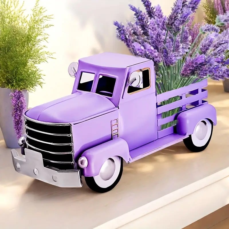 特大 メタル ブリキ 玩具 ピックアップトラック 紫 パープル
