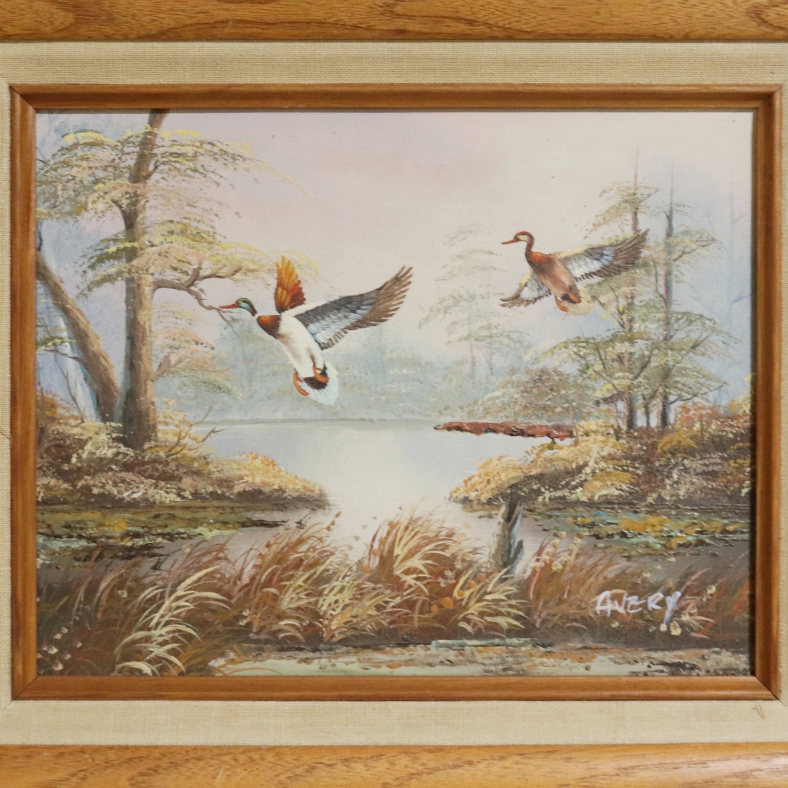 F10 肉筆水彩日本画 『雀』 高級木製額縁付属 外寸約713×638mm F10