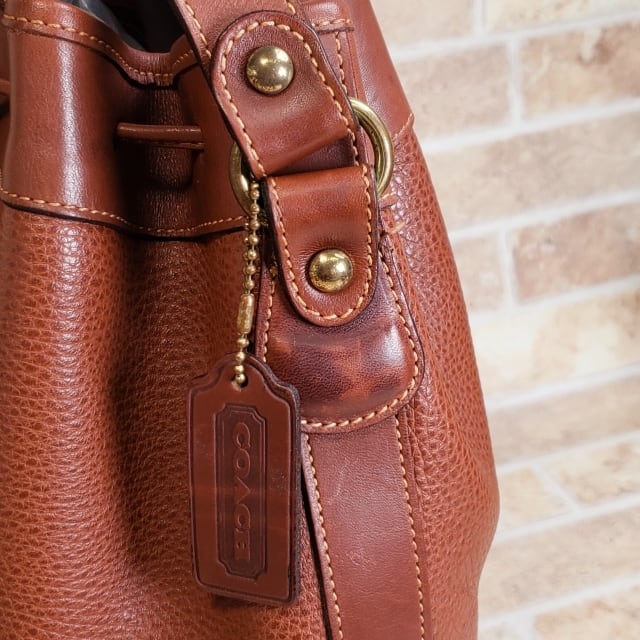 オールドコーチ ☆ USA製 レザー 巾着 ショルダーバッグ ブラウン