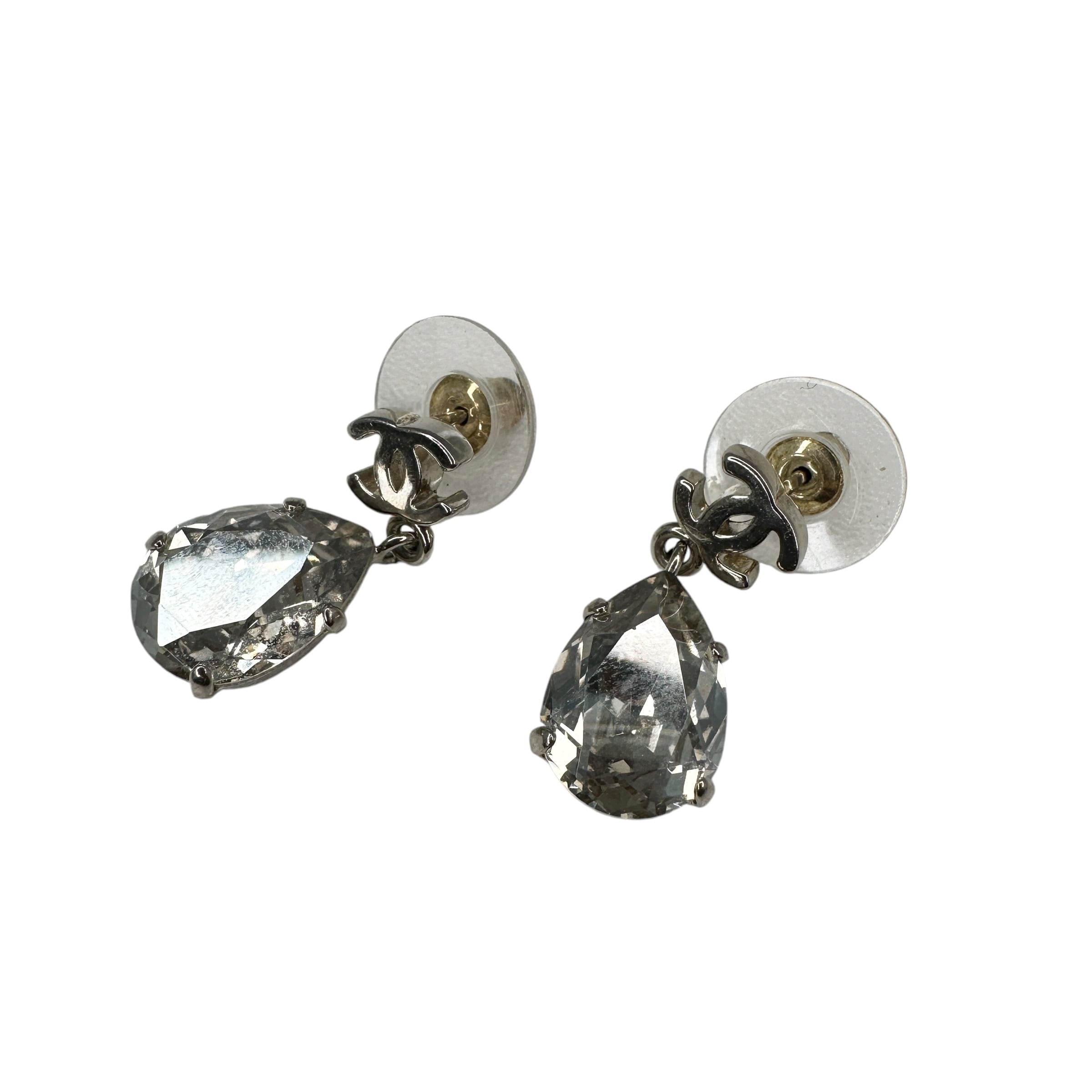 CHANEL シャネル ココマーク ラインストーン ピアス シルバー