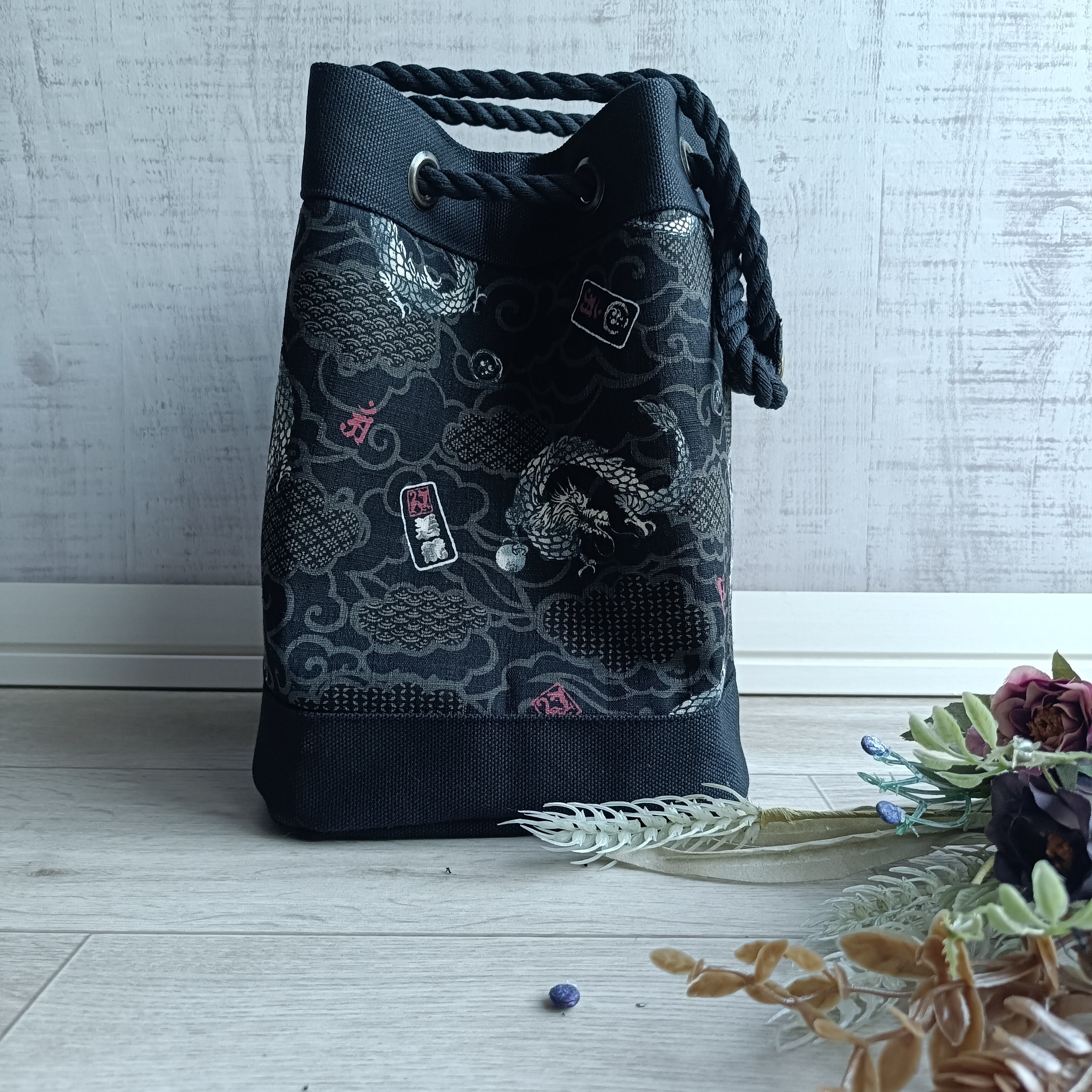 受注販売】道具袋 巾着バック トートバッグ 龍 龍雲 龍神 和柄 和柄