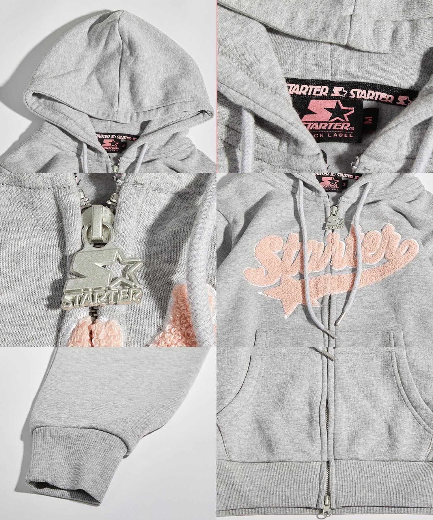 ◇サガラ刺繍ワッペン ショート丈 ジップパーカー◇yn-430gts