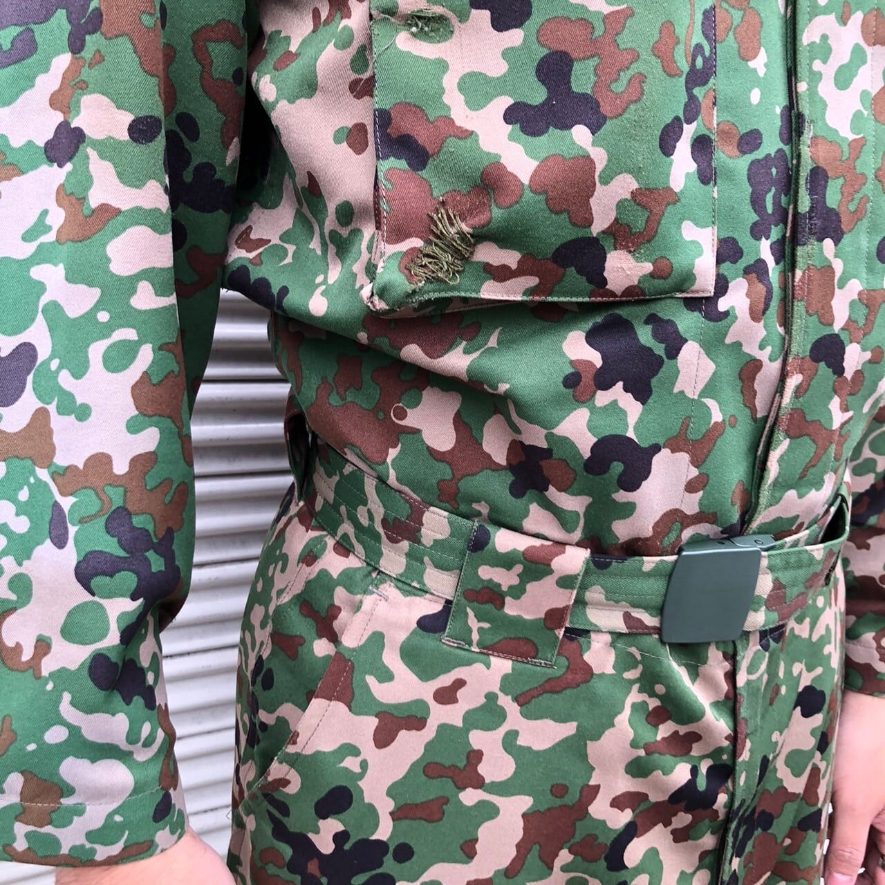 貴重 陸上自衛隊 陸自迷彩 カモフラ セットアップ キャップ ベルト 4点