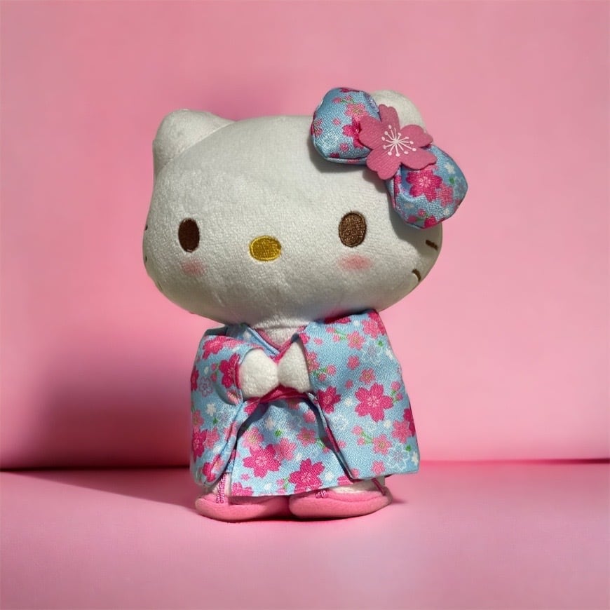 桜の柄の着物を着たキティちゃんのぬいぐるみ | Flune 文房具 猫雑貨