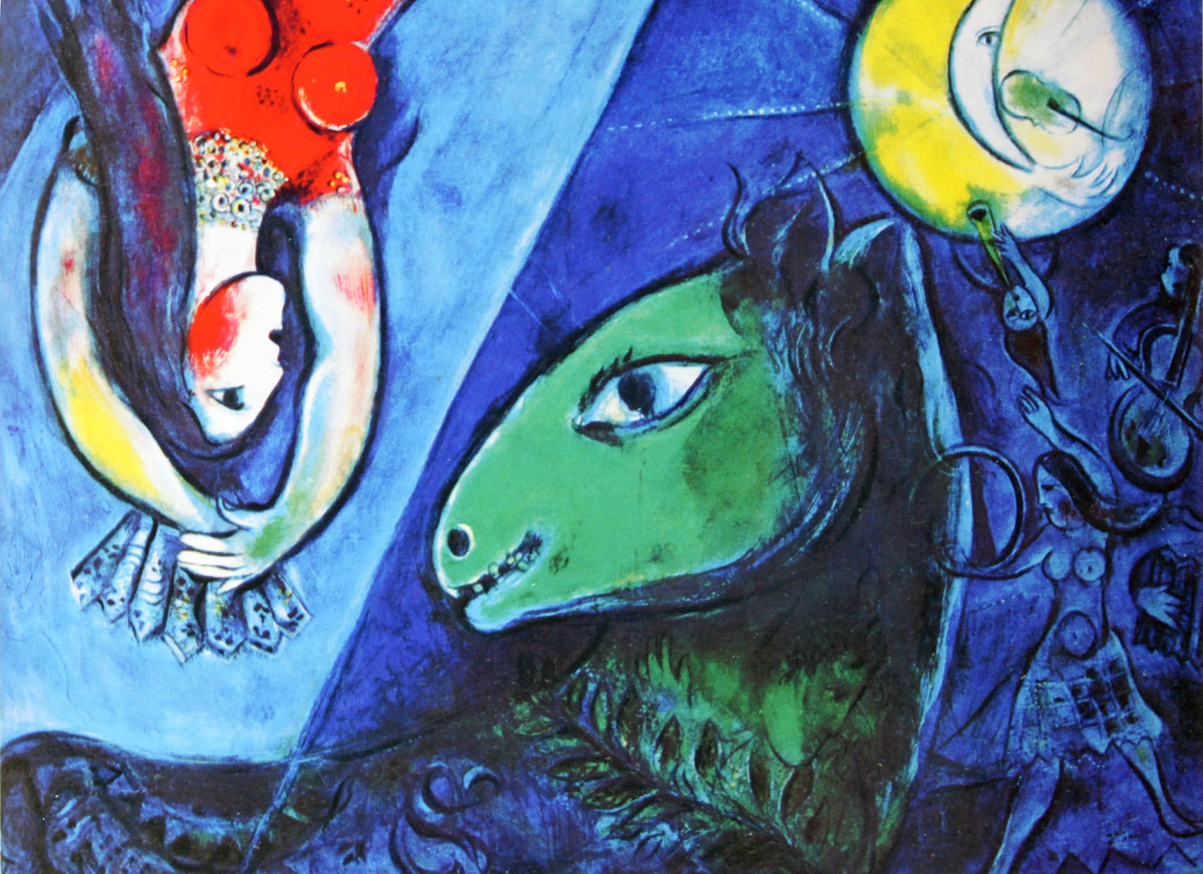 マルク シャガール絵画「青いサーカス」額縁4色選択可能 作品証明書