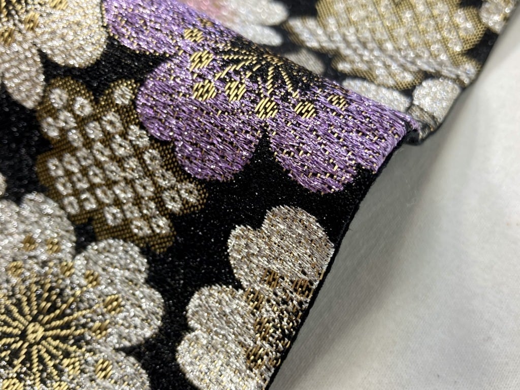銀通し 刺繍 金彩 2点セット 振袖 袋帯 花柄 トールサイズ 正絹 ピンク
