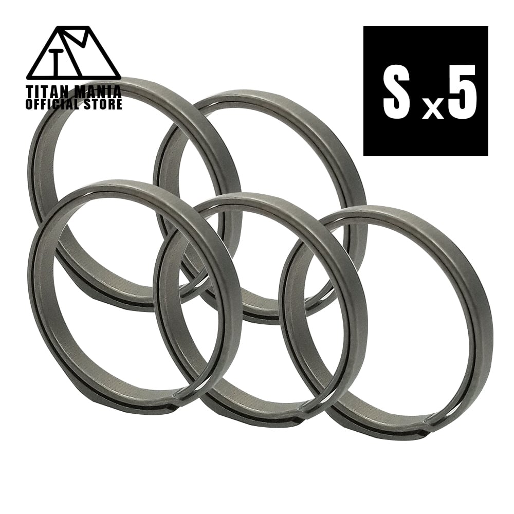 キーリング チタン製 グレー Sサイズ5個 超軽量 頑丈 シンプル