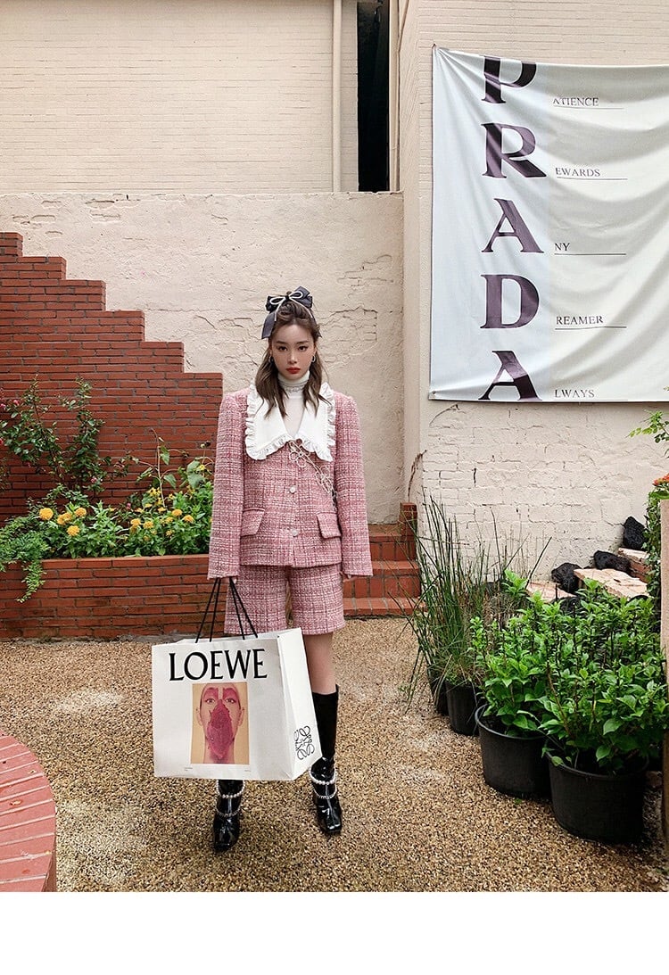 ☆サイズ【セットアップ】スーツ ピンク ジャケット ズボン ハーフ