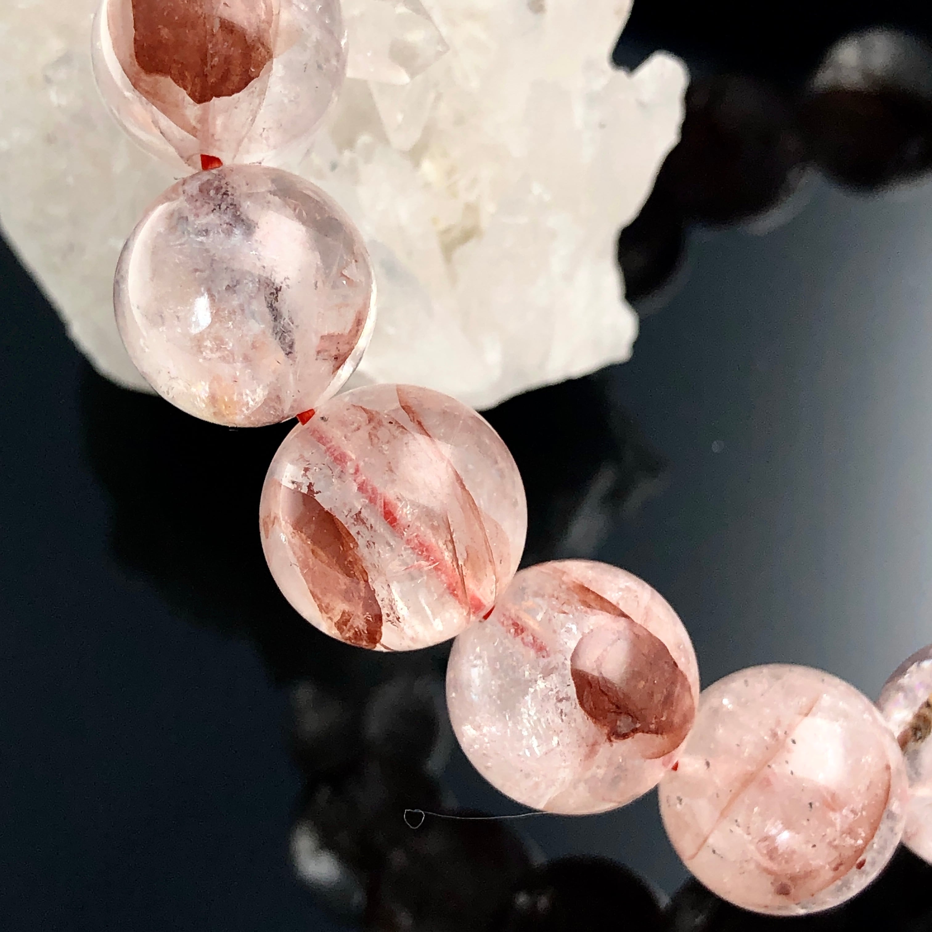 レッドマニカランヒマラヤ水晶ブレスレット 約11-12ミリt839 | 天然石