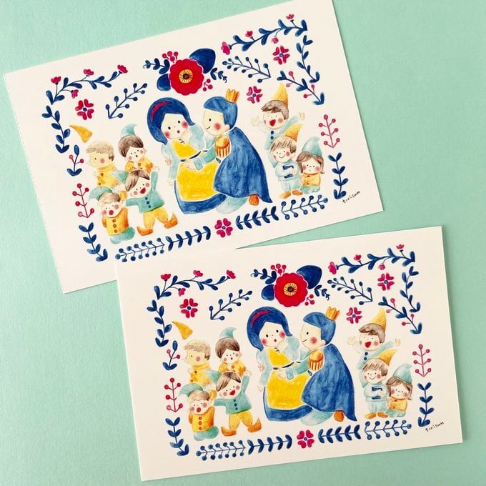 水彩色鉛筆な白雪姫ポストカード(2枚セット） | torisun