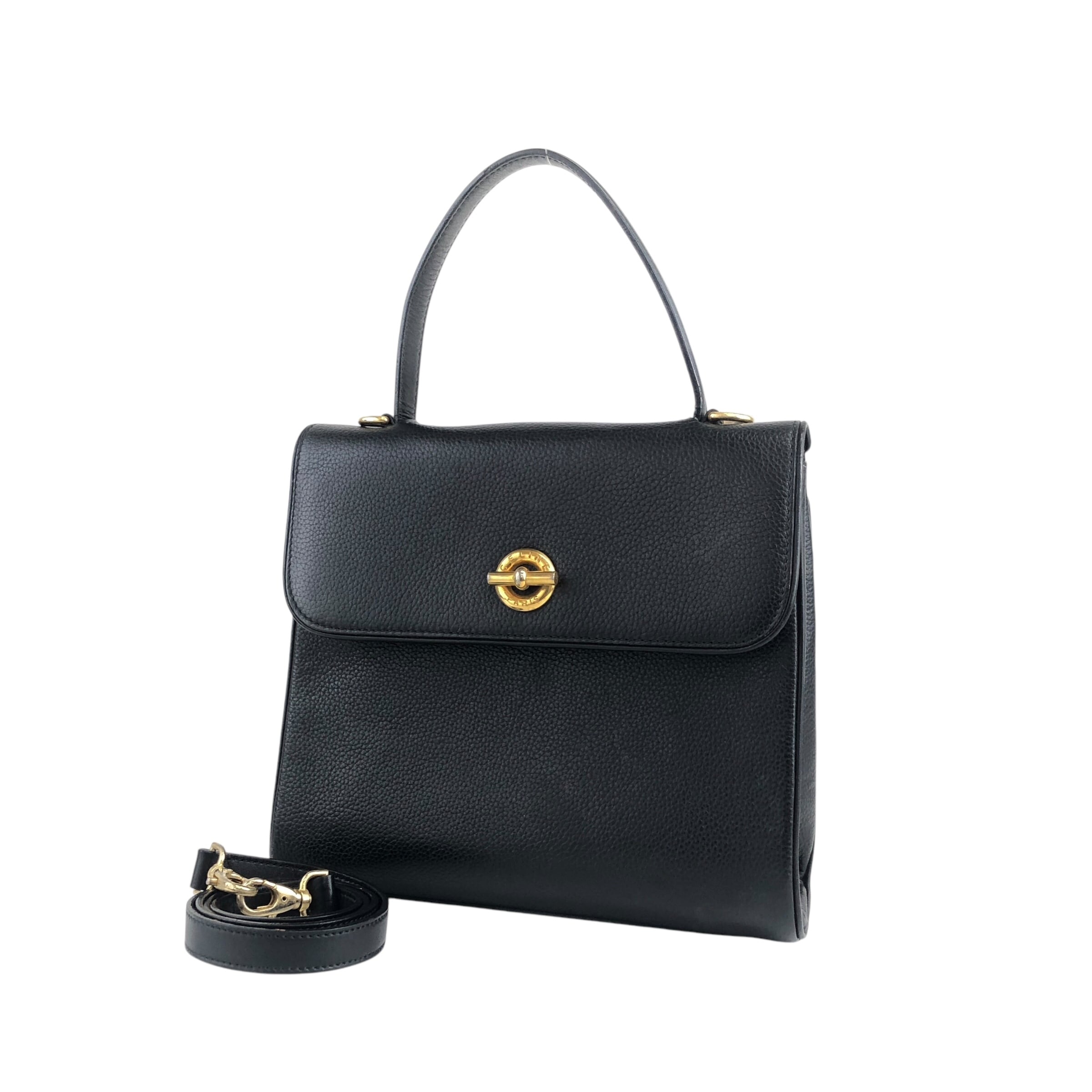 CELINE セリーヌ ショルダーバッグ ブラック マンテル レザー 2WAY