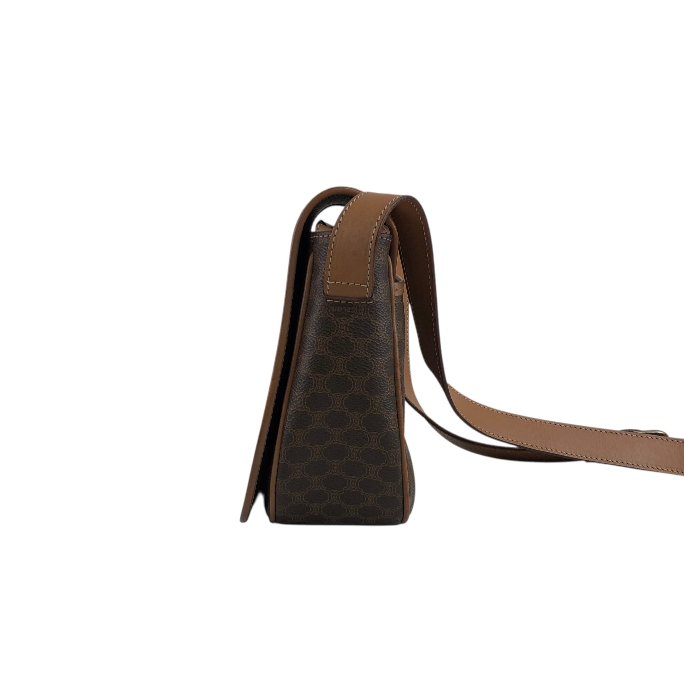 CELINE セリーヌ マカダム ショルダーバッグ ブラウン ブラゾン型押し