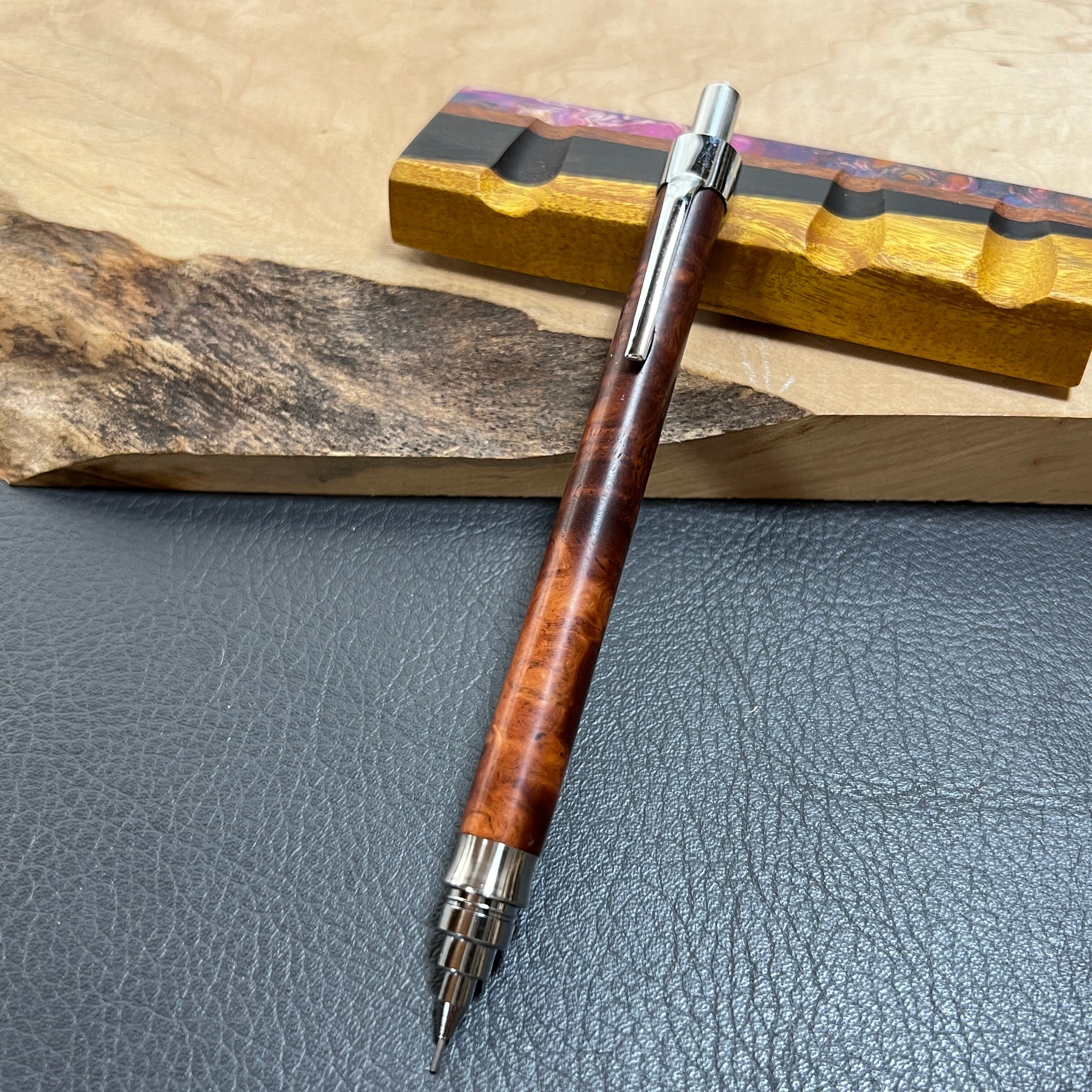 40花梨瘤濃色 木製シャーペン 最強低重心Rタイプ ステンレス | Pay ID