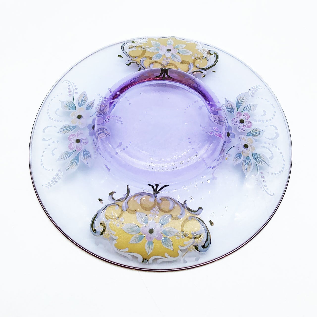 ベネチアングラス ムラノ イタリア カップ＆ソーサー ラベンダー 金彩