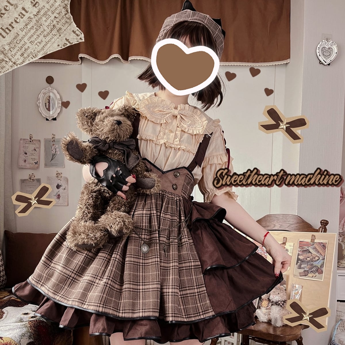 探偵風チェック柄ジャンスカセット：ケープ | Maiden's Rêve