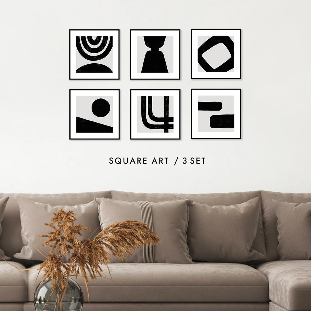 北欧モダン 正方形アート3枚セット フレーム付き /アートポスター【 2