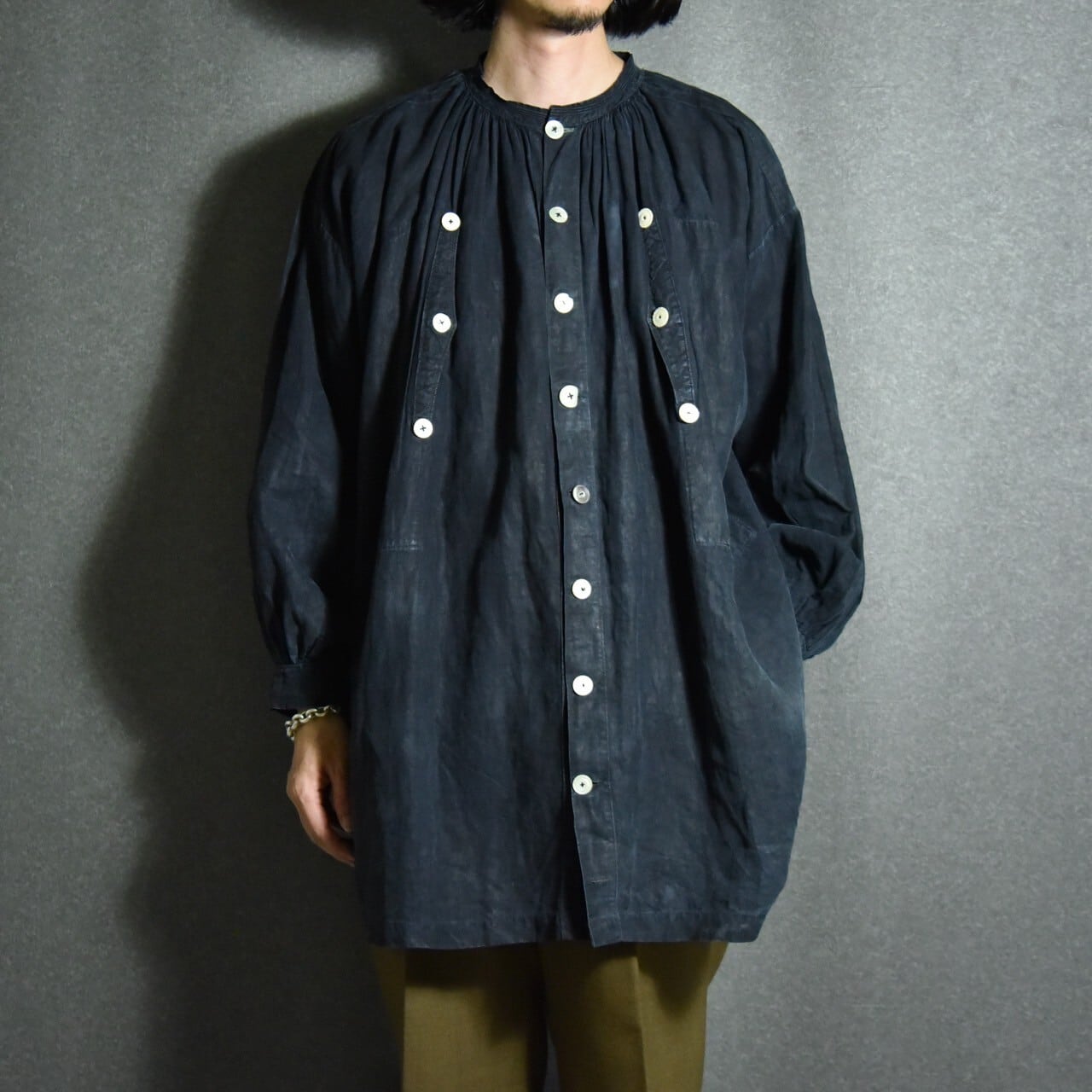 1930s French Antique Biaude Indigo Linen Smock フレンチ