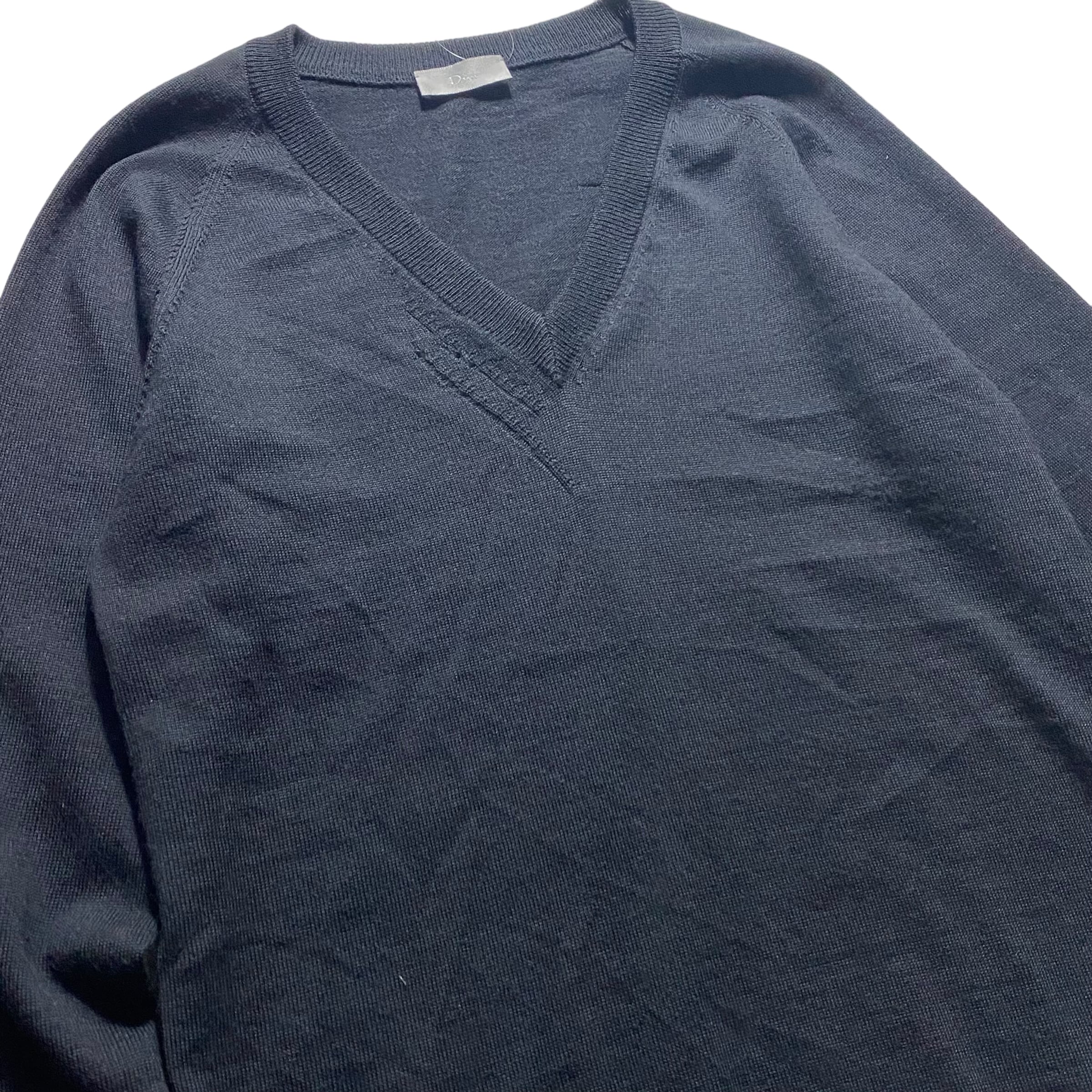 2005AW DIOR HOMME by Hedi Slimane V-neck broken sweater | NOIR ONLINE