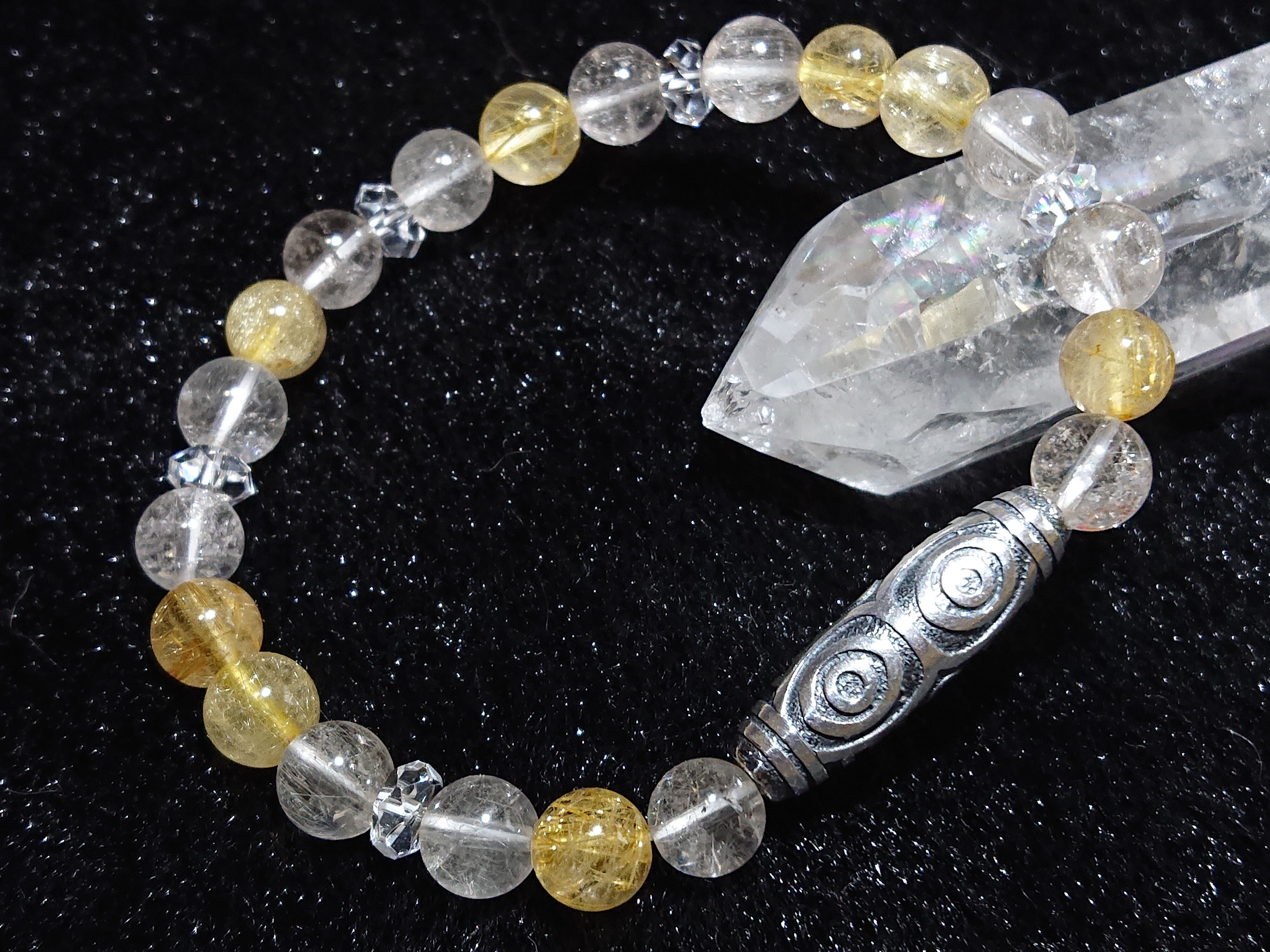 希少！チベットの老玉髄龍眼天珠！線天珠！黄色！ジュワーンとくる