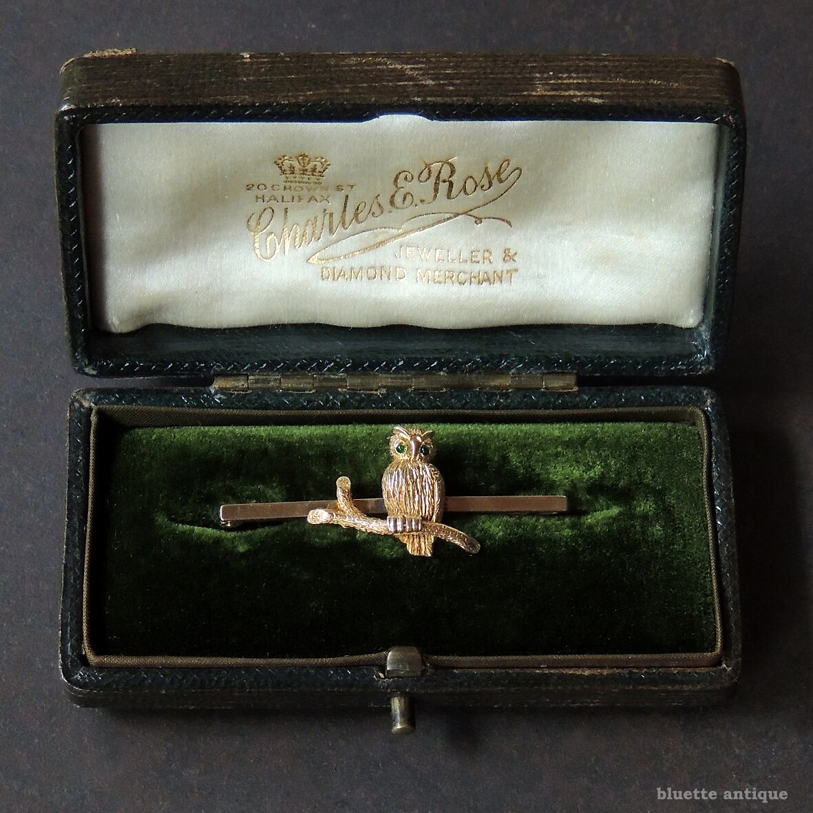 英国アンティークジュエリー 15ct・9ctゴールド フクロウ バーブローチ