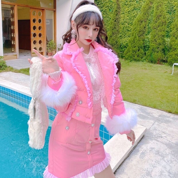 ☆【セットアップ】ピンク スーツ アウター ジャケット スカート