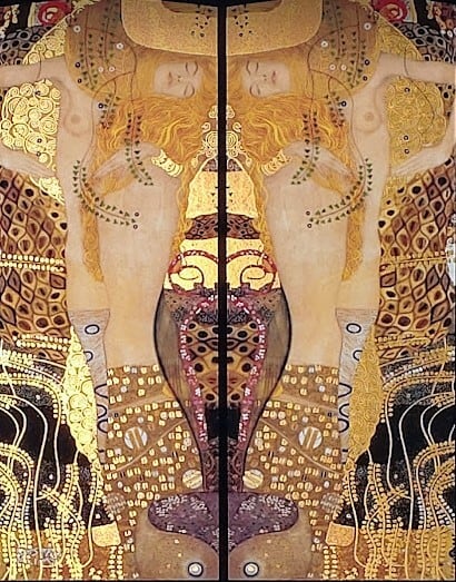 グスタフ・クリムト「水蛇Ⅰ」 ジクレー、シルクスクリーン金箔加工