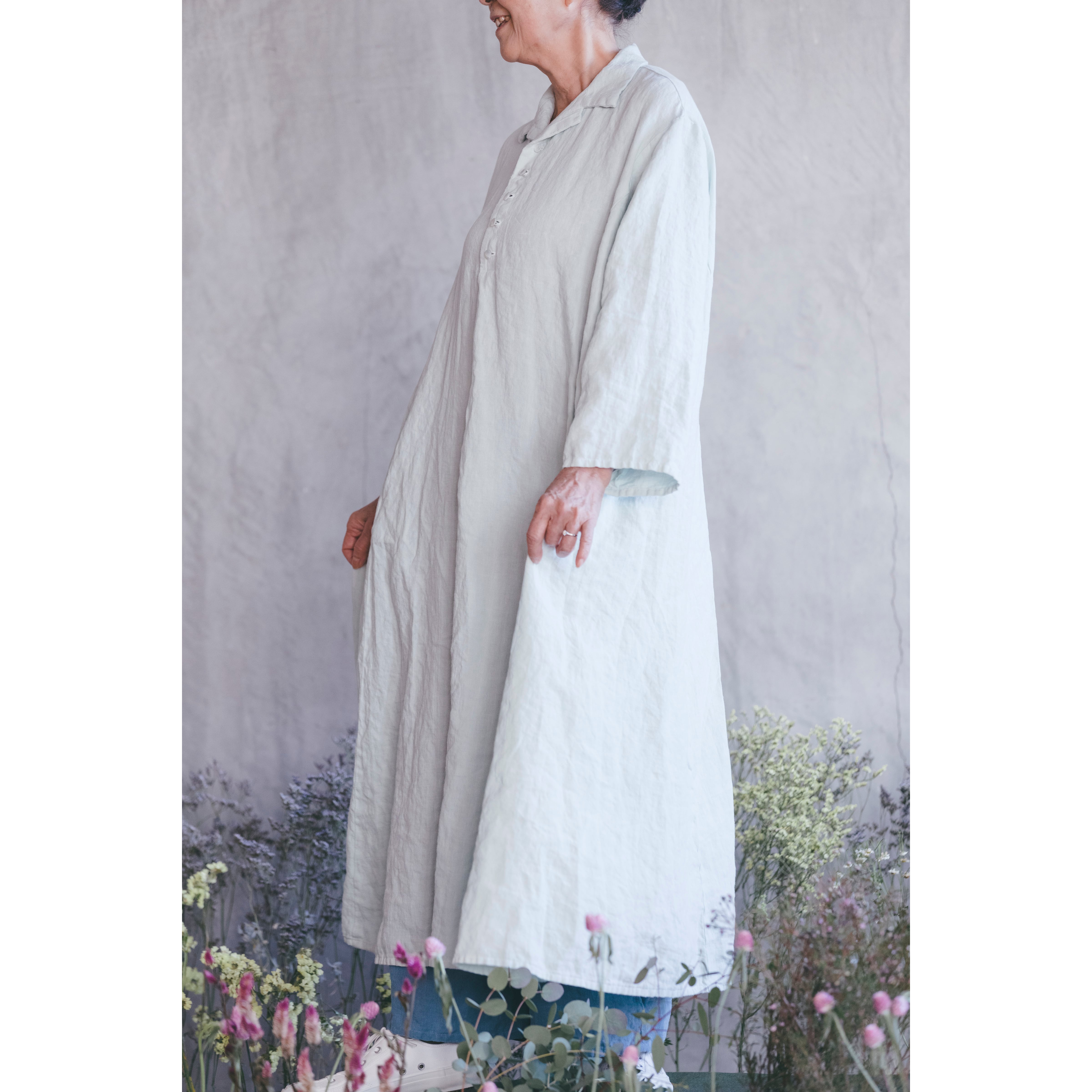 Plain Linen〈無地〉 / オープンカラーシャツワンピース | Canako