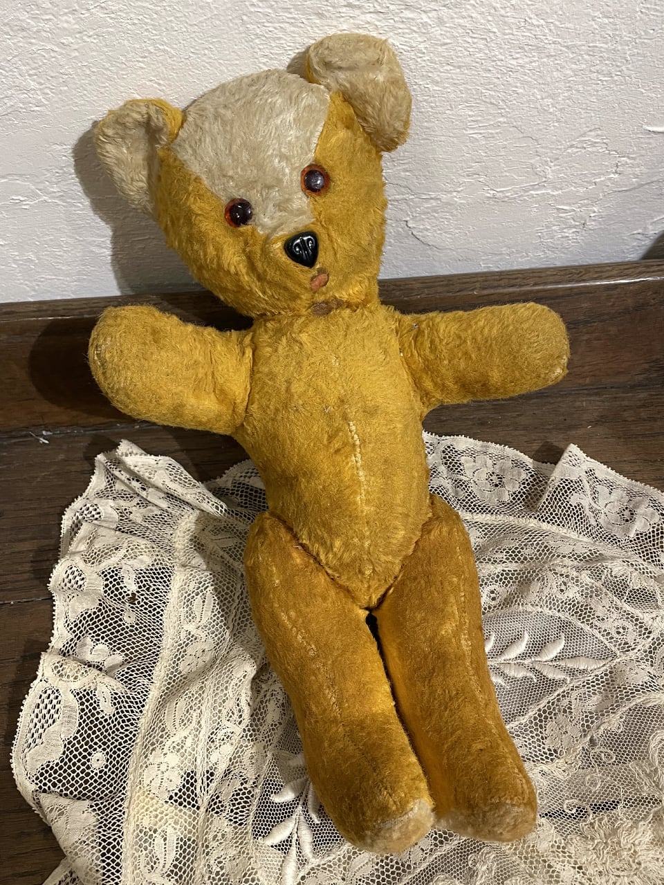 フランスアンティークベア くまぬいぐるみ ゴールドイエロー