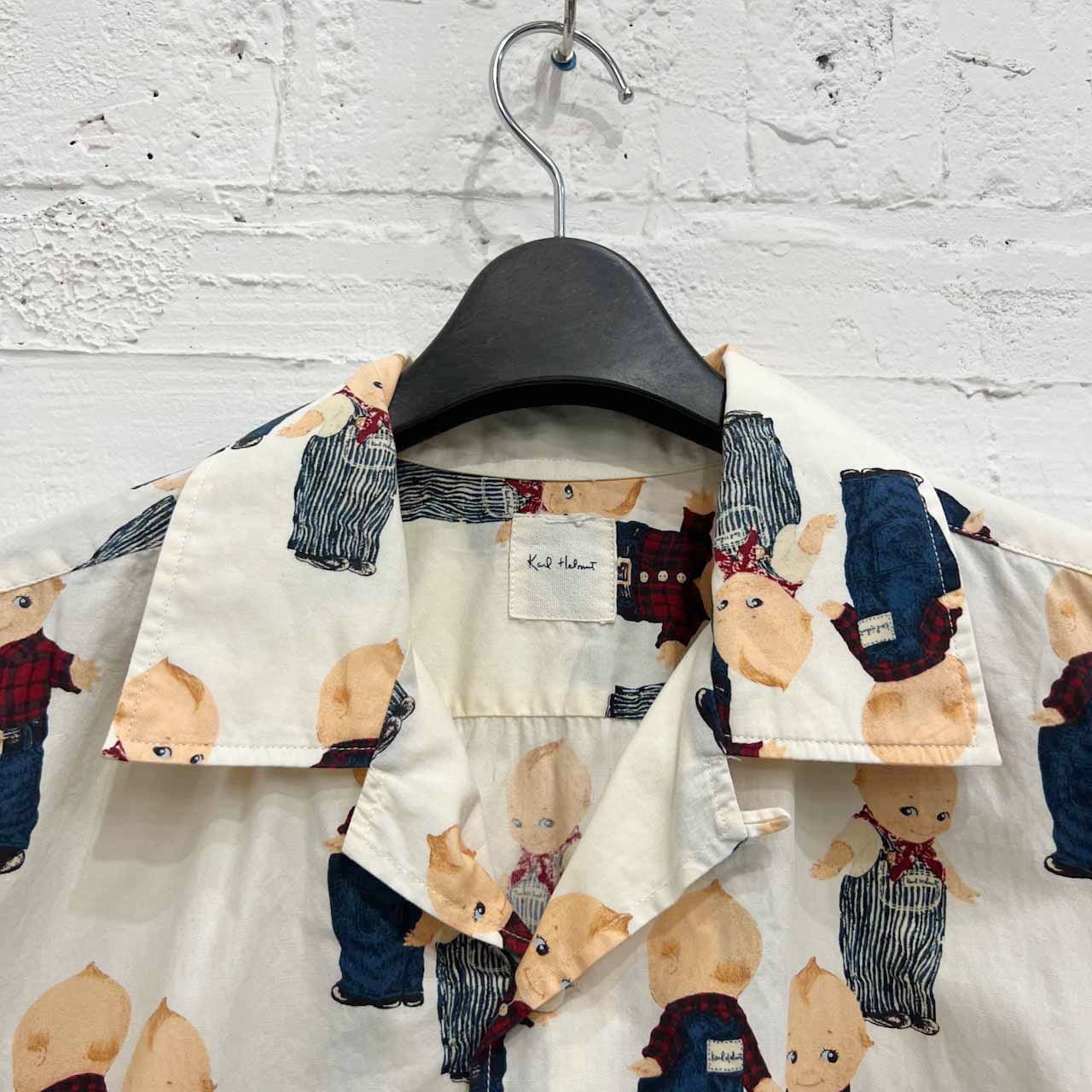 Karl Helmut カールヘルム キューピー柄 半袖 オープンカラーシャツ