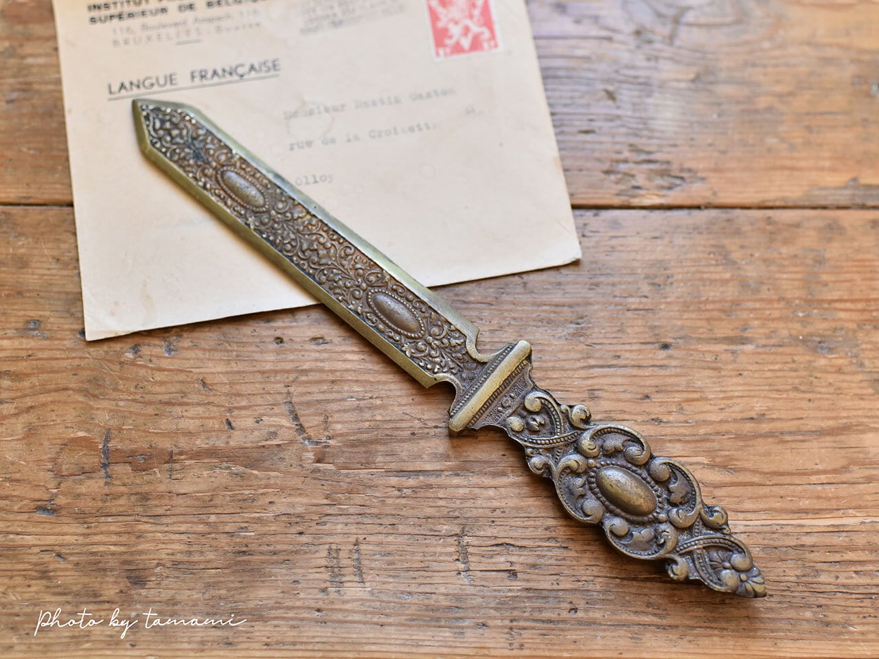 装飾が素敵なペーパーナイフ 真鍮製 フレンチアンティーク | Petite Clé