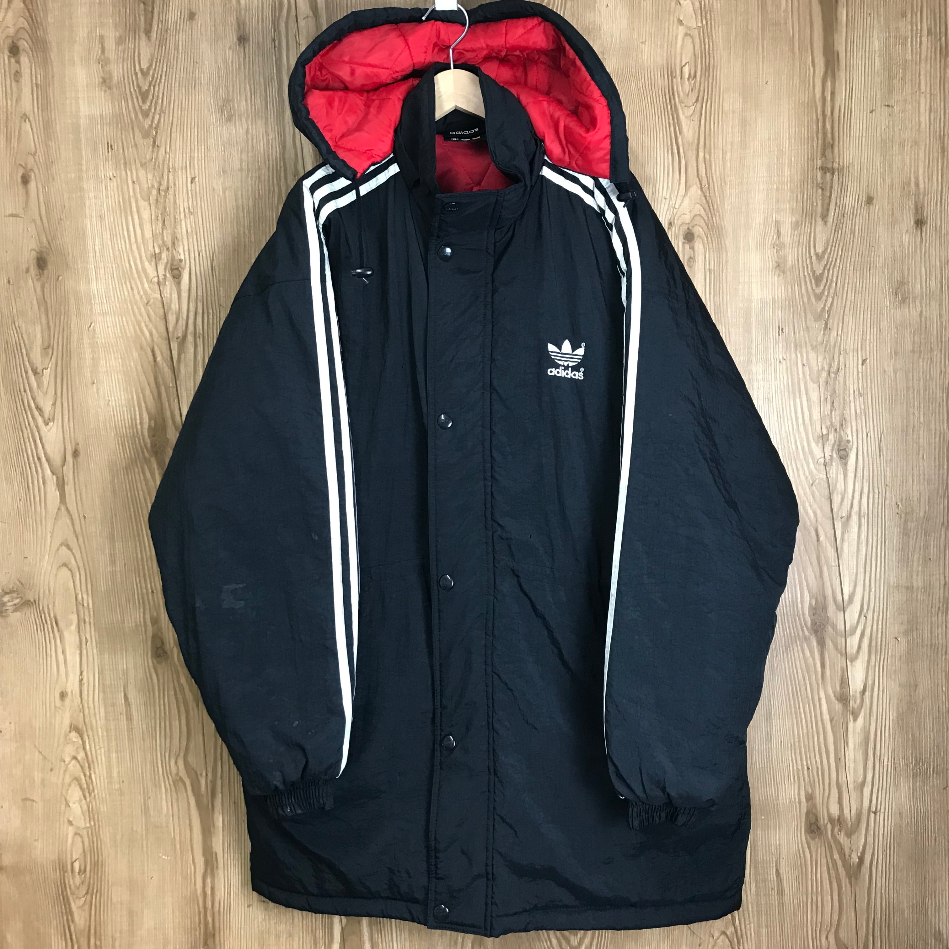 ☆90s VINTAGE adidas 中綿入り ナイロン コーチジャケット フード