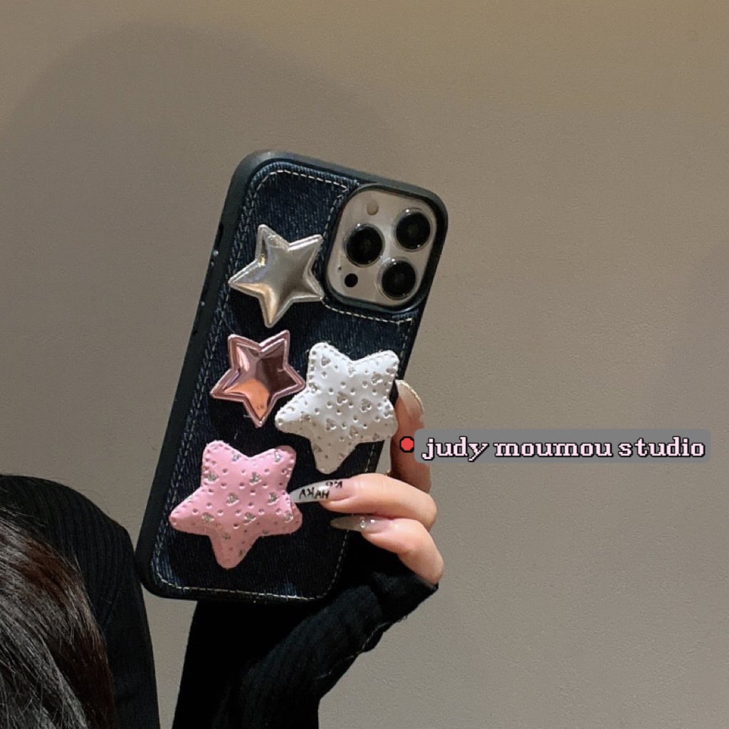 デニム×星モチーフiPhoneケース y2k iPhoneケース おしゃれかわいい
