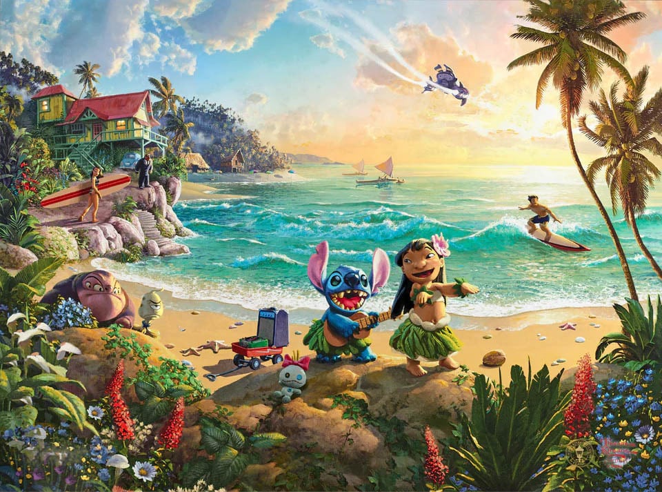 ディズニー絵画 トーマス キンケード リロ＆スティッチ ジークレ 版画