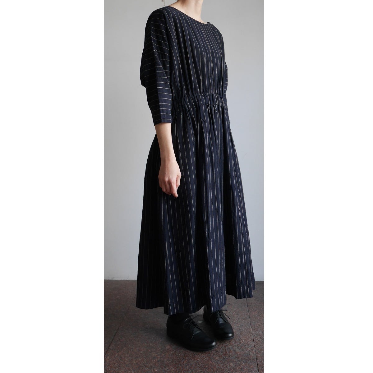 会津木綿Xラインワンピース (ロング丈をさらに＋10cm丈) YAMMA ヤンマ