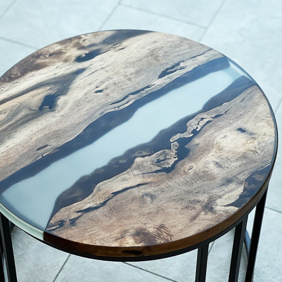 希少材】黒柿 柿 レジンテーブル サイドテーブル おしゃれ 一枚板 天然