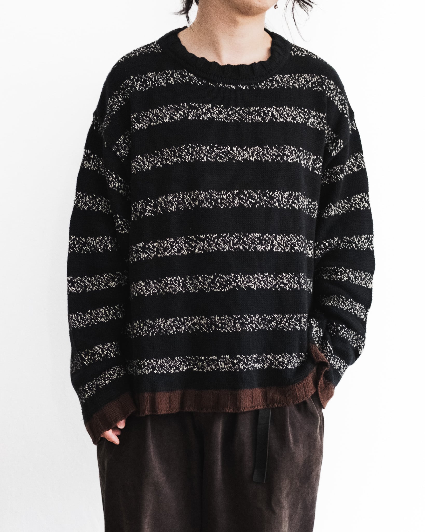early 90's] “Dries Van Noten” Cotton Border Knit | recollection