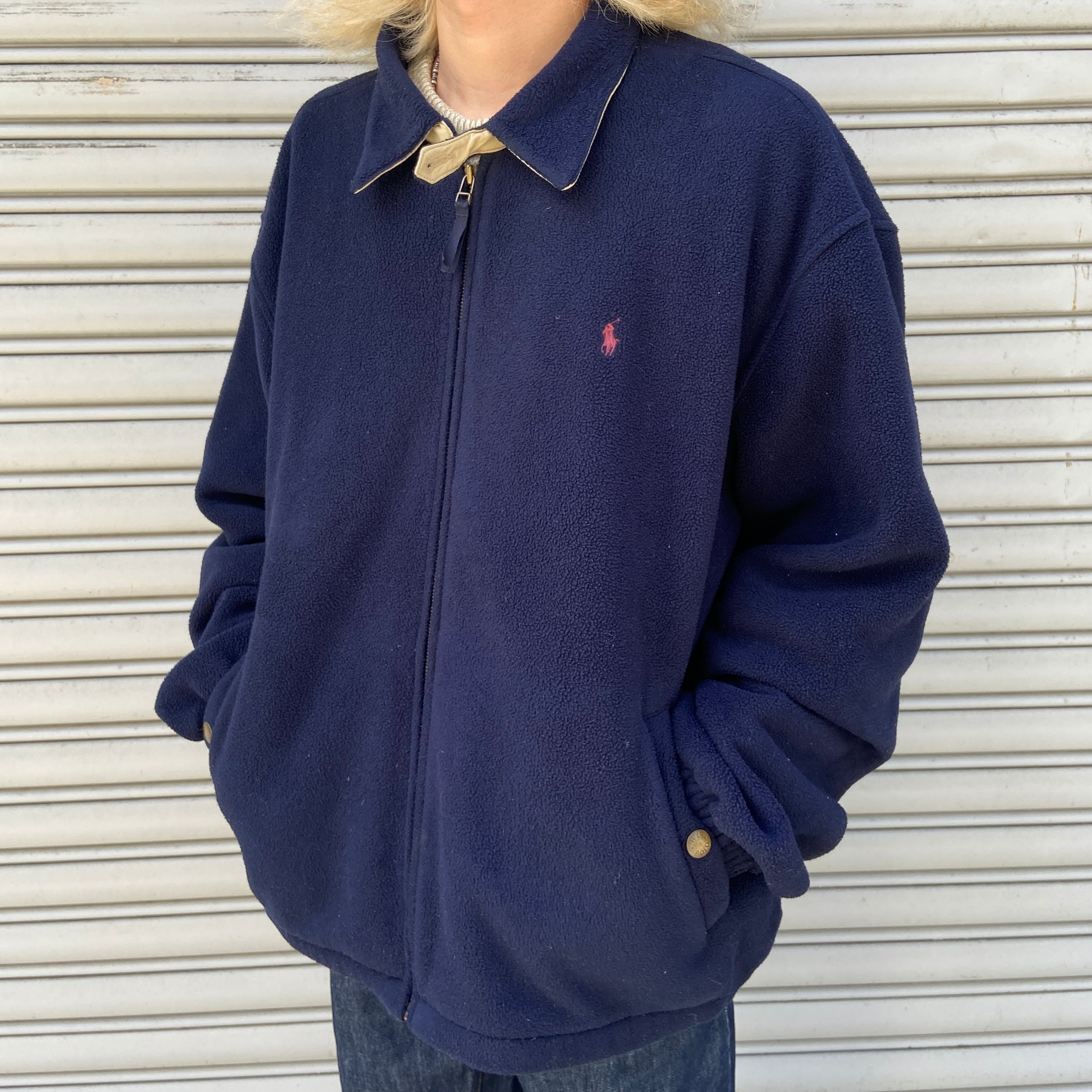 90s ラルフローレン ポーラテックフリーススウィングトップ ネイビー