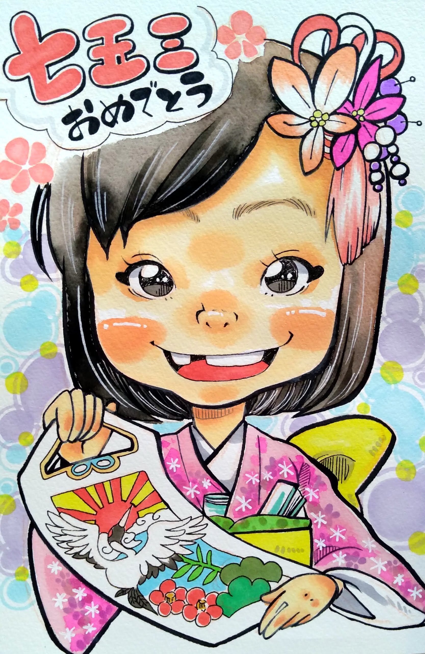 似顔絵「お祝い仕様、A4サイズ1名描き」 | 似顔絵師《昭和レンズ